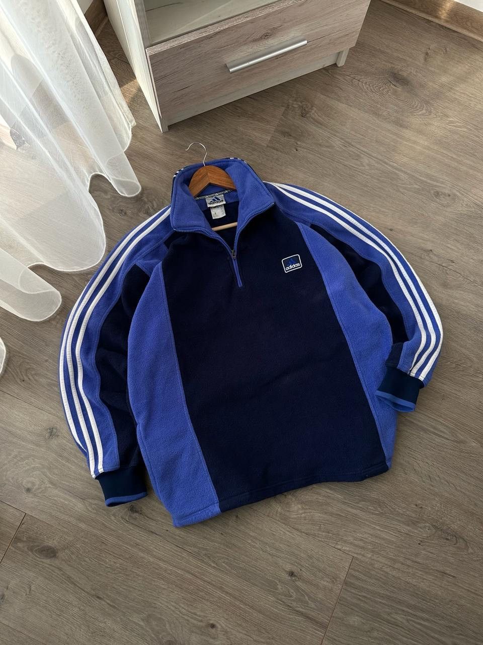 Adidas × Vintage Vintage Adidas 1/4 zip fleece blue hoodie Size US M / EU 48-50 / 2 - 4 Thumbnail