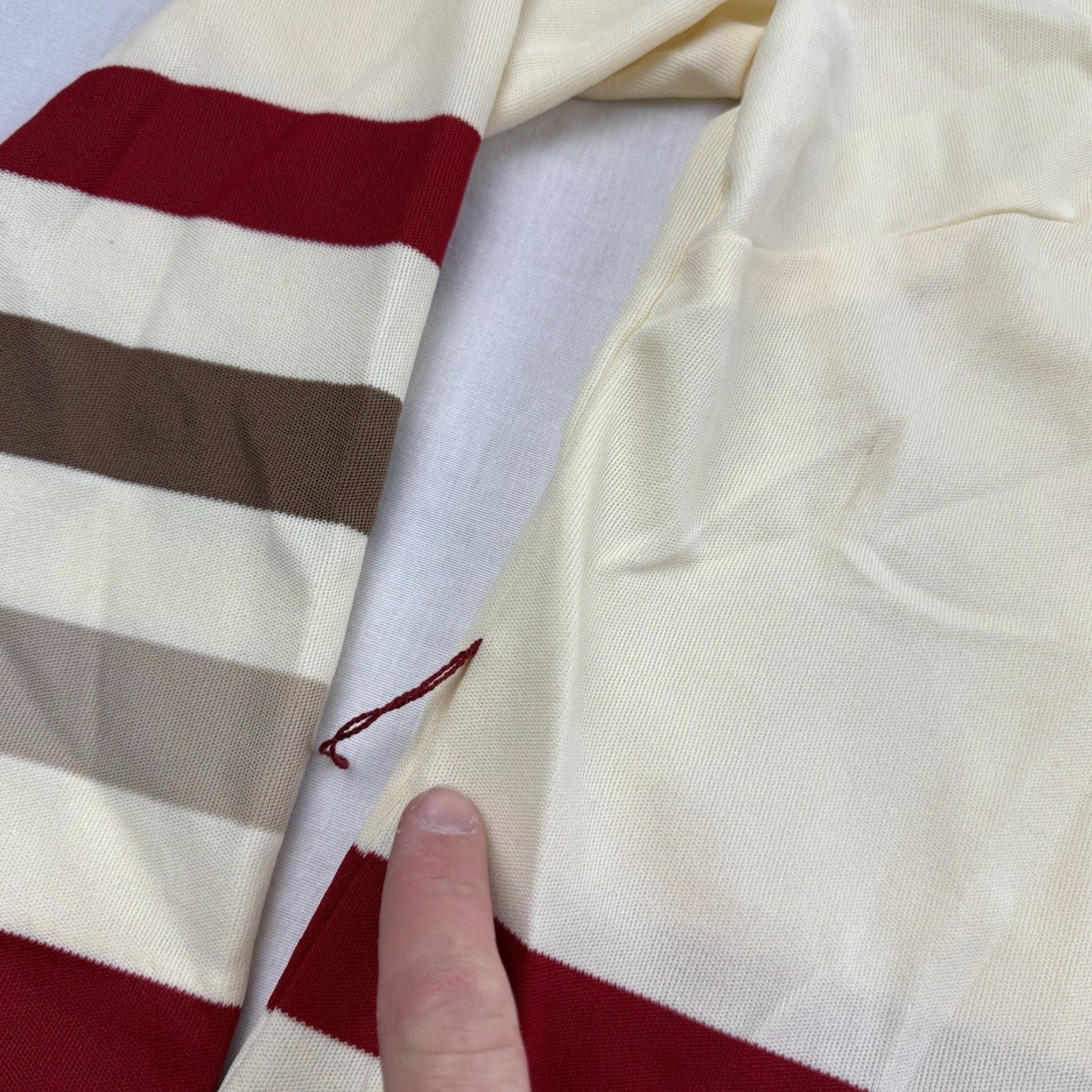 Vintage VINTAGE Blouse Womens Large Cream Red Button-Up Collared USA 70s 60s Long Sleeve Ivory Womens Large Size L / US 10 / IT 46 - 4 Thumbnail