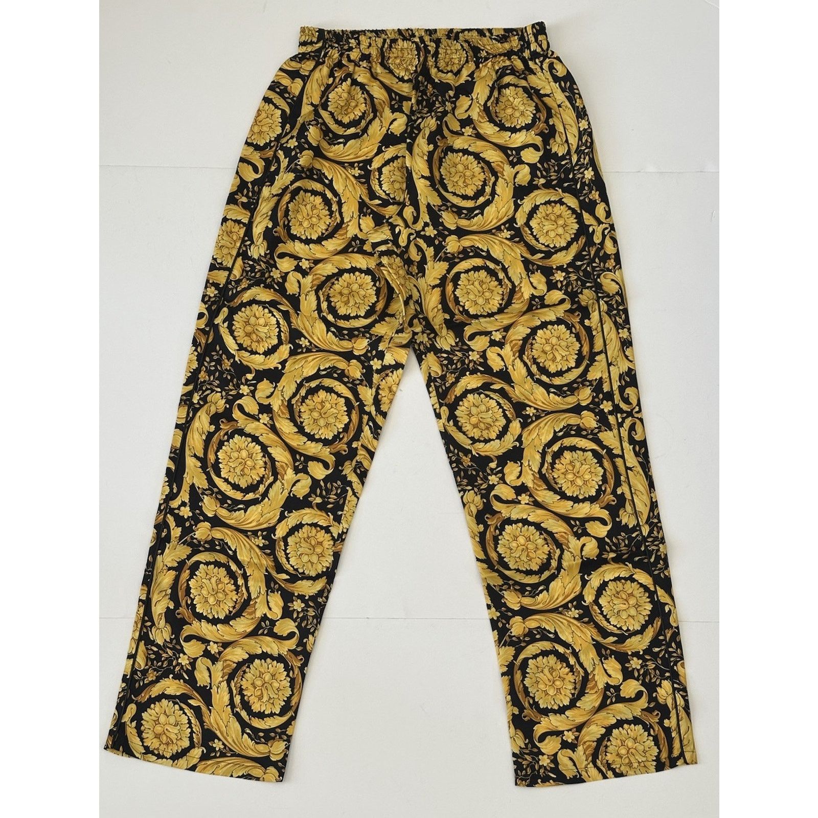 Versace Versace Baroque Silk Pajama Pants Black/Gold 4 US 1005409 Size 27" / US 4 / IT 40 - 2 Thumbnail