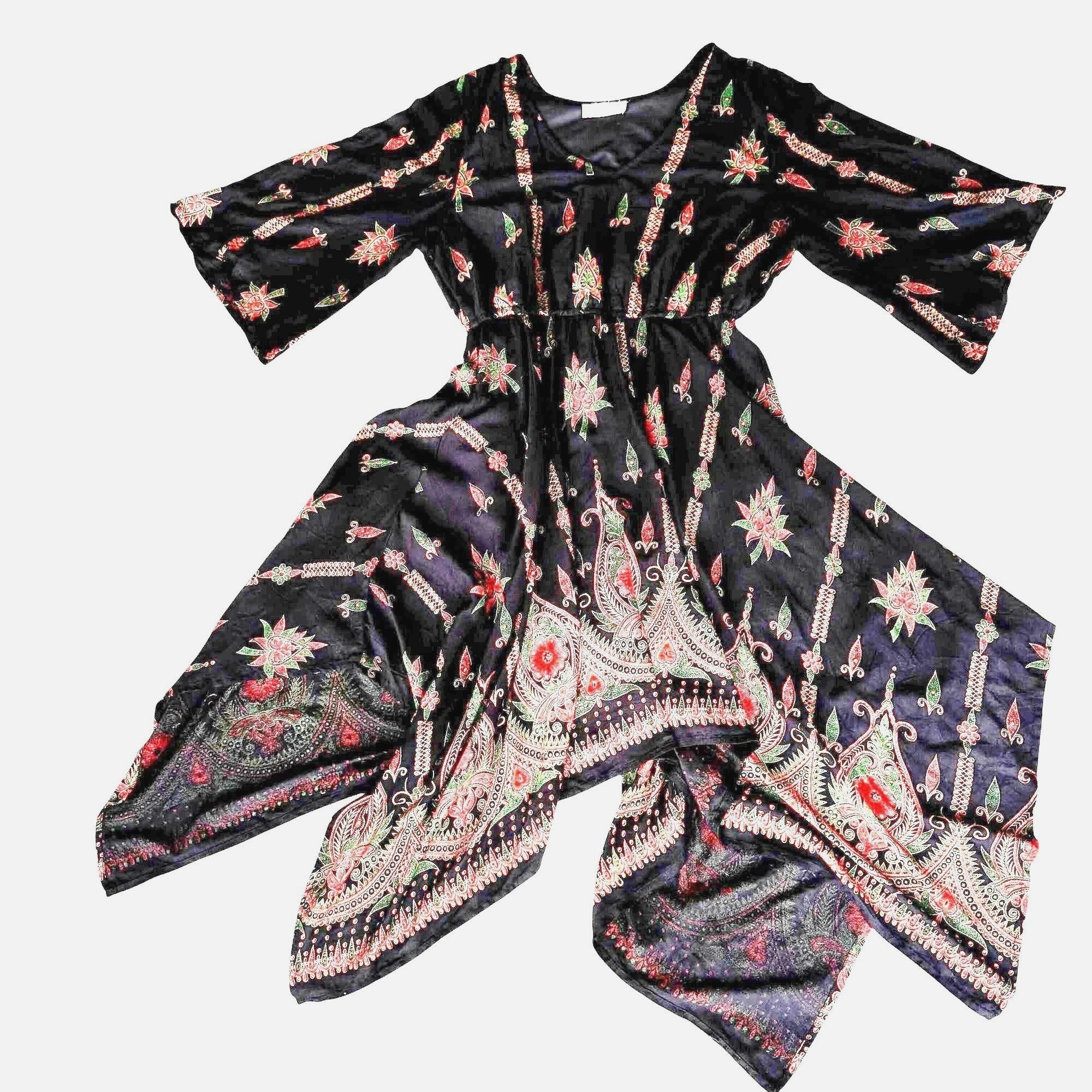 Other Lapogee Maxi Dress XL Black Floral V Neck Flare Sleeves Asy Size XL / US 12-14 / IT 48-50 - 1 Thumbnail
