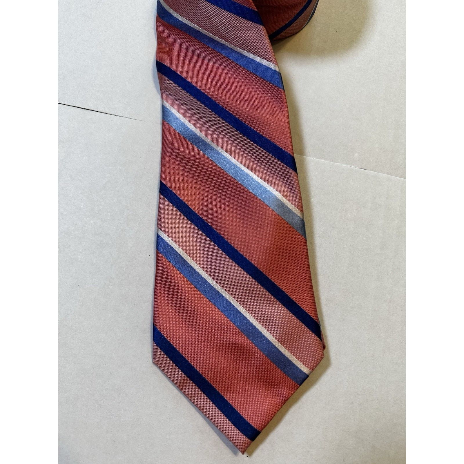 Stafford Stafford Neck Tie Silk Pink/Blue Stripe Preppy Business Size ONE SIZE - 5 Thumbnail
