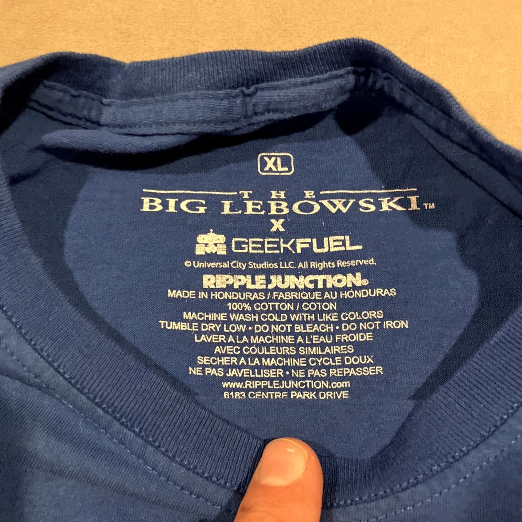 Vintage VINTAGE The Big Lebowski X Geek Fuel El Duderino Blue Short Sleeve T Shirt XL Unisex Adults Crew Neck Shirt Mens Size US XL / EU 56 / 4 - 3 Thumbnail