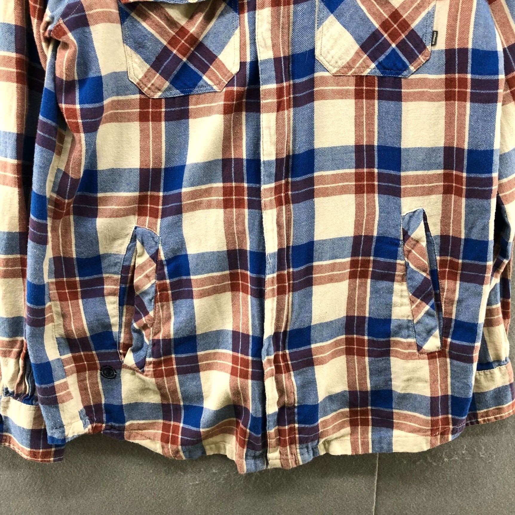 Element VINTAGE Element Shirt Jacket Men S Hooded Flannel Shacket Blue Beige Plaid Zip Winter Outdoor Chore Jacket Mens S Size US S / EU 44-46 / 1 - 5 Thumbnail