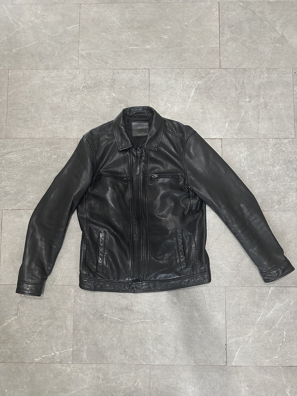 Allsaints Black Leather Jacket Size US L / EU 52-54 / 3 - 1 Thumbnail