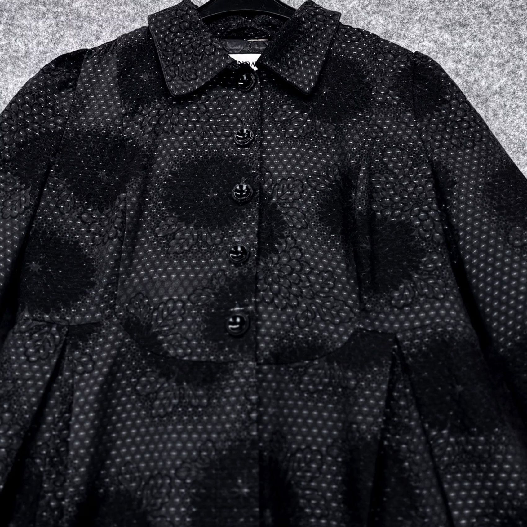Vintage Noa Noa Coat Tuck Waist Textured Padded Size S Black Womens Button Up Coat Size S / US 4 / IT 40 - 5 Thumbnail