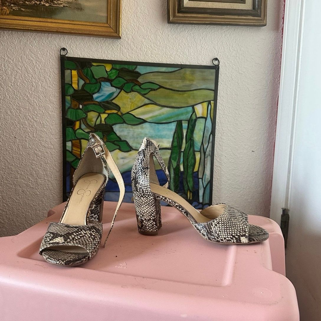 Jessica Simpson jessica simpson snake print chunky heels shoes sandals Size US 9 / IT 39 - 1 Thumbnail