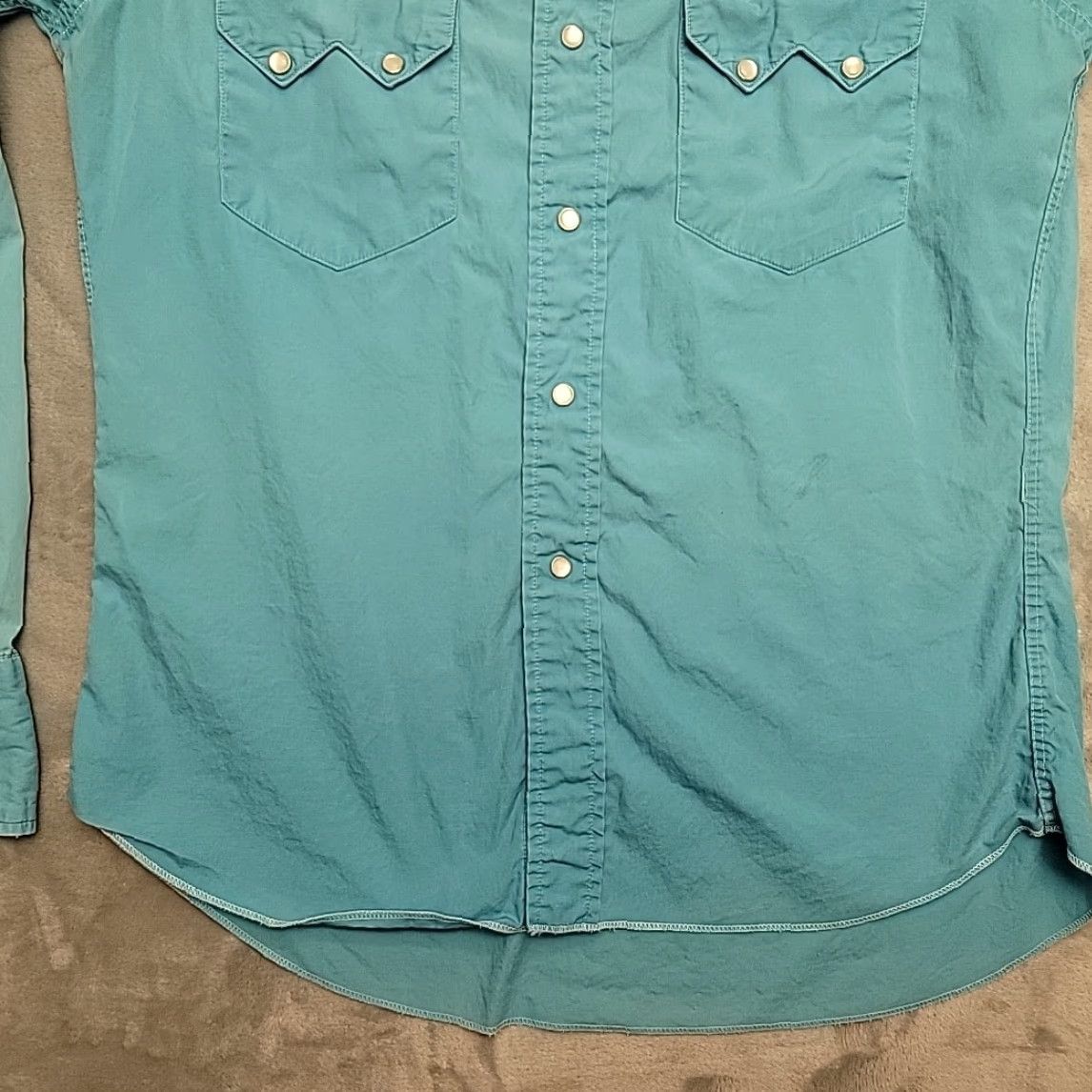 Vintage VINTAGE Western Pearl Snap Shirt Men 14.5 Teal Long Sleeve Sawtooth Pocket Yoked Size US M / EU 48-50 / 2 - 2 Thumbnail