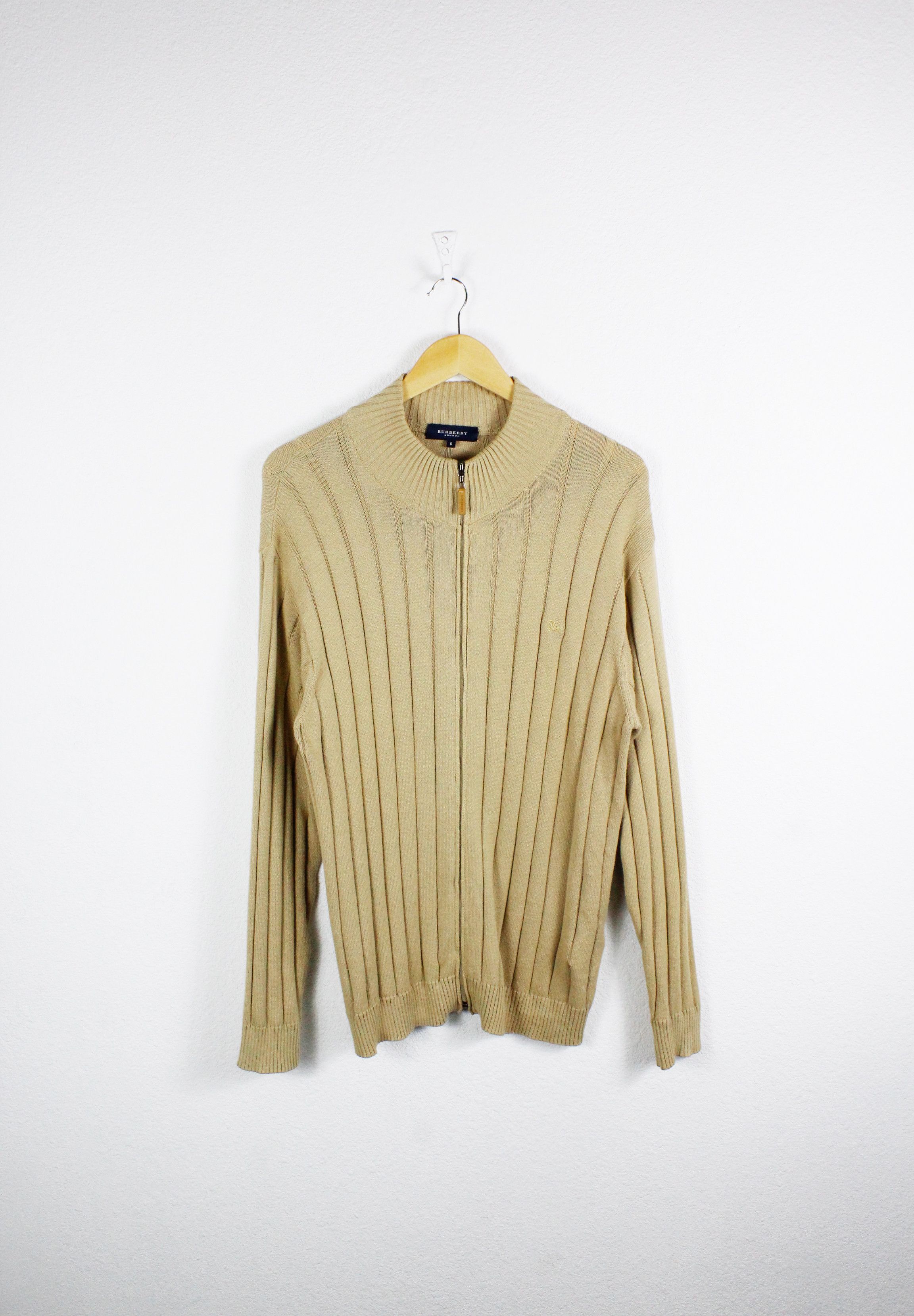 Burberry Burberry Knight Logo Beige Ribbed Zip Track Sweater Jumper Size US XXL / EU 58 / 5 - 1 Thumbnail