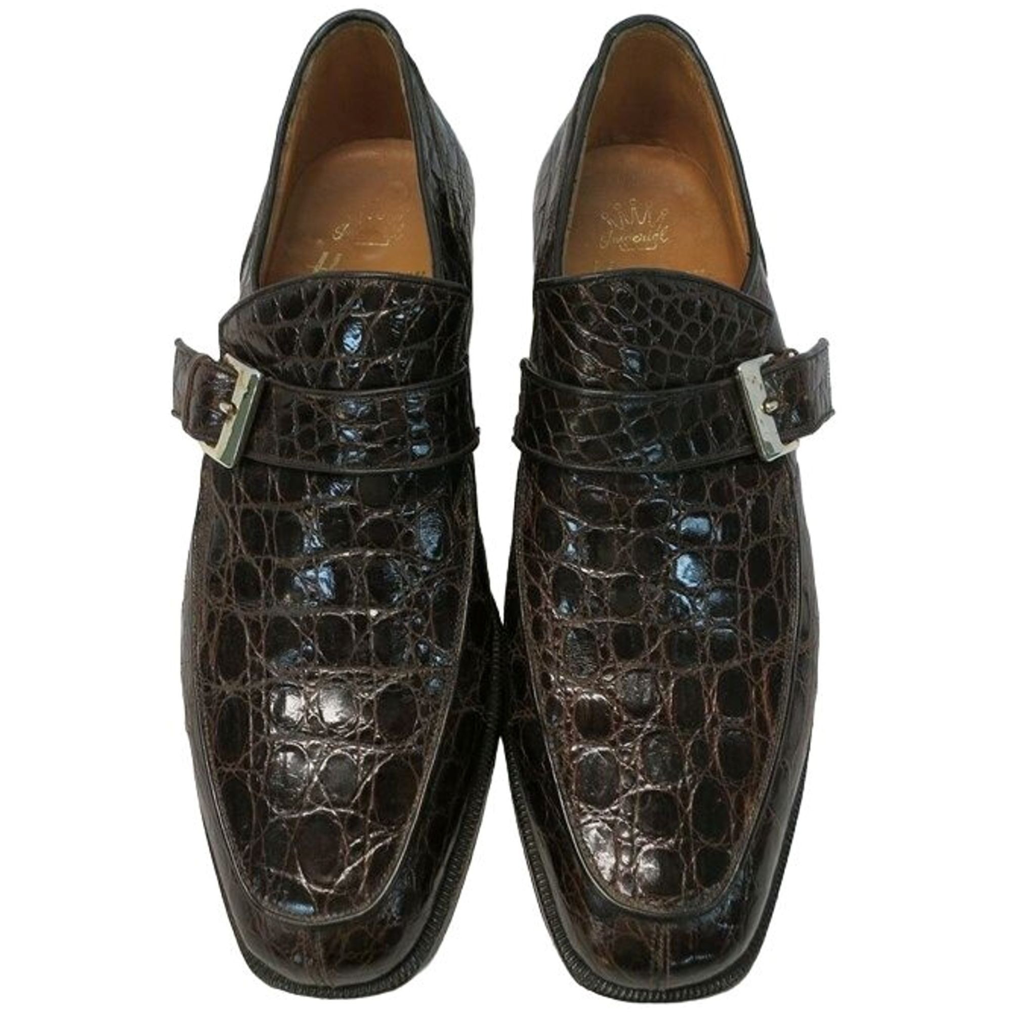 Hanover Vintage Hanover Exotic Alligator Monk Strap Loafers Brown Dr Size US 9 / EU 42 - 9 Thumbnail