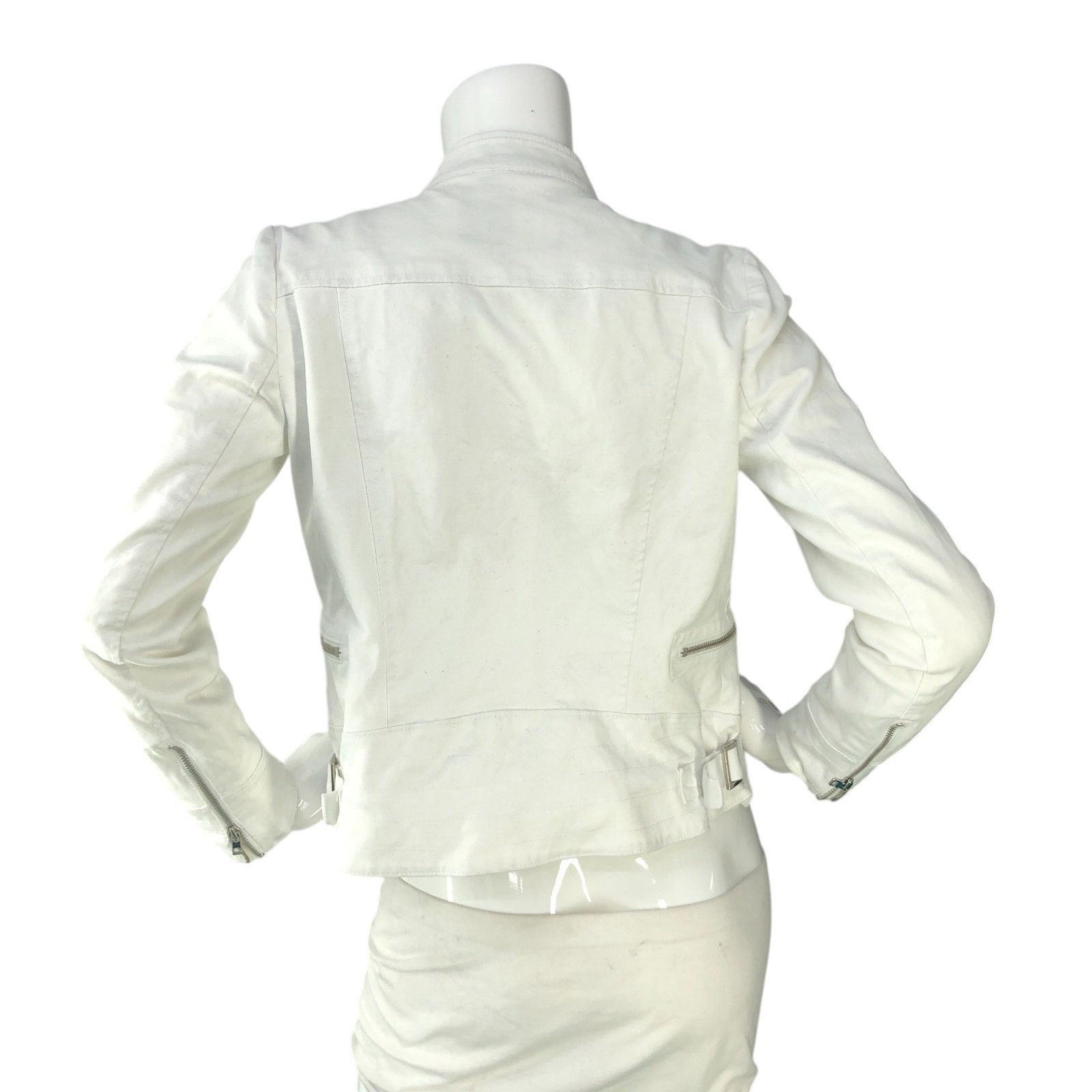 Banana Republic Banana Republic Sz XSP Jacket Soco Moto Cotton Stretch White Size XS / US 0-2 / IT 36-38 - 7 Thumbnail