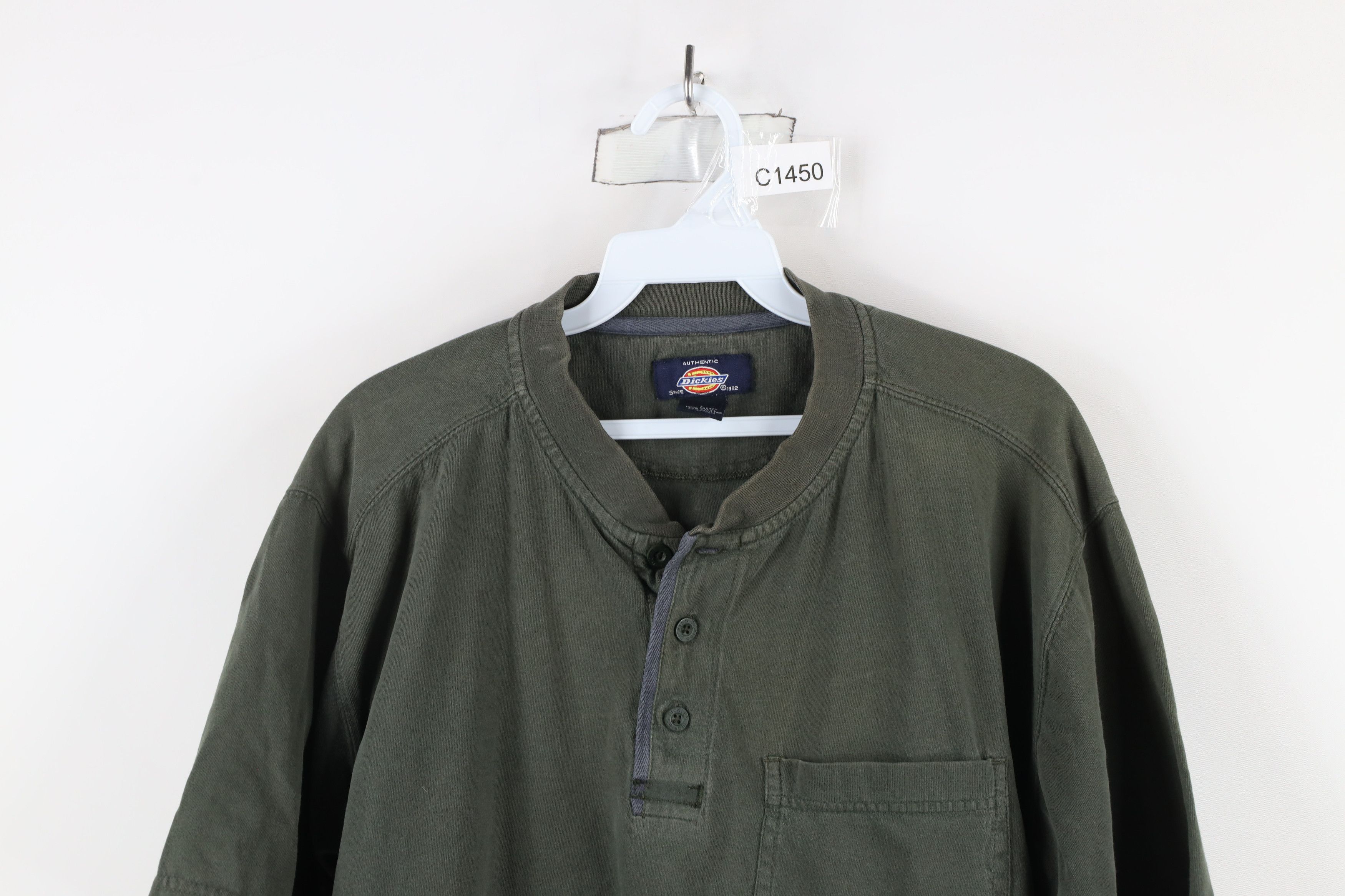 Dickies × Vintage Vintage Dickies Blank Short Sleeve Henley T-Shirt Green Size US L / EU 52-54 / 3 - 2 Thumbnail