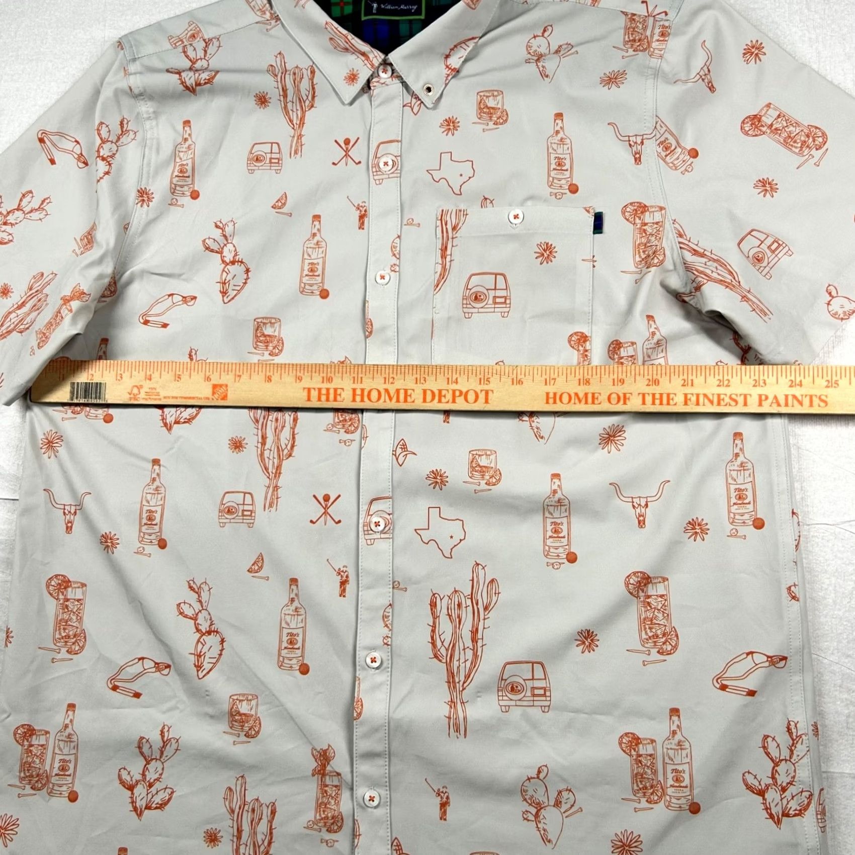 Vintage William Murray Shirt Mens XL Performance Camp Texas Longhorn Tito's Vodka Austin Shirt Button-Up Short Sleeve Gray Texas Golf Men XL Size US XL / EU 56 / 4 - 6 Thumbnail
