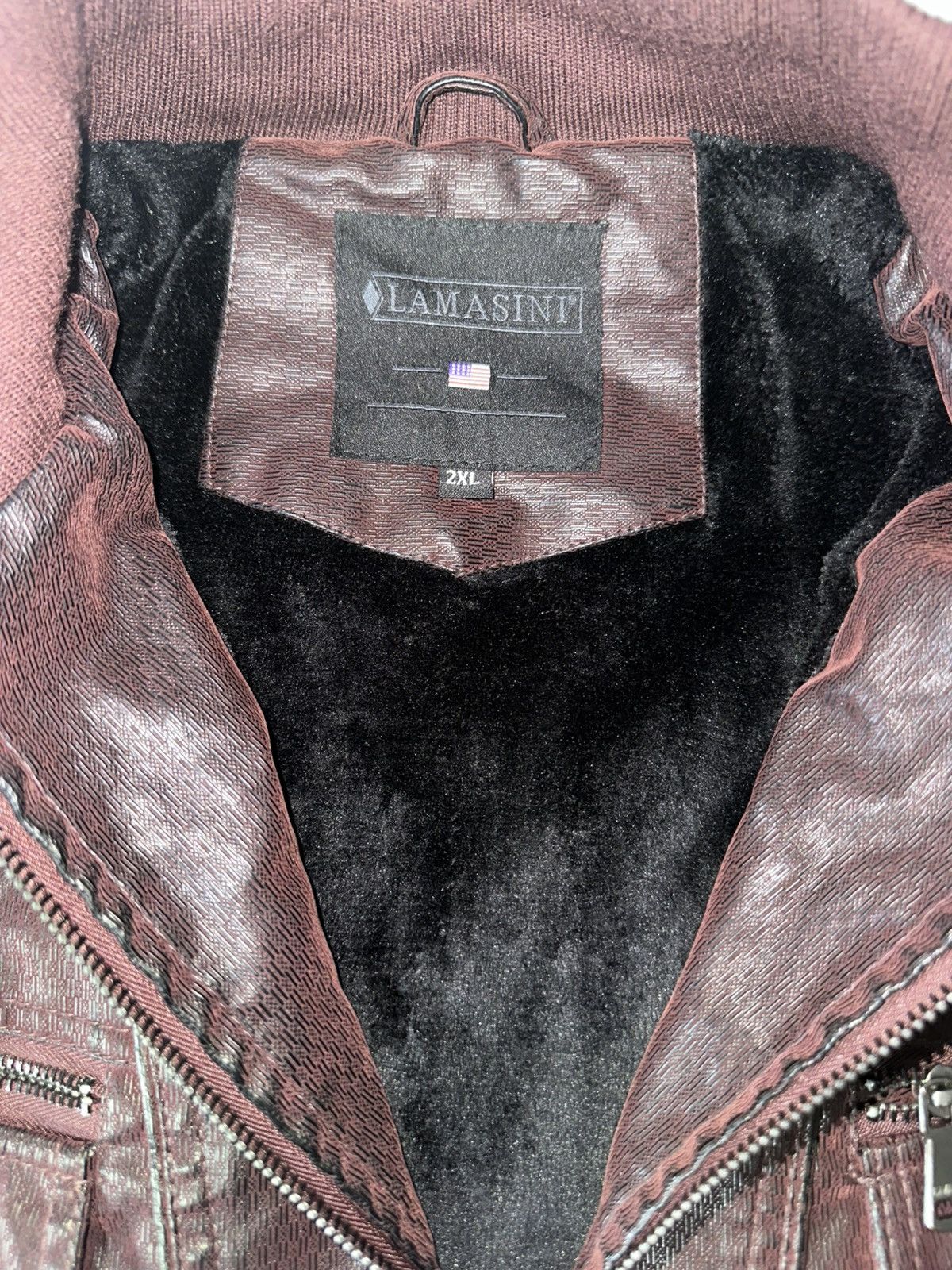 Other LAMASINI Men’s Burgundy Faux Leather Moto Jacket Warm Lined Size US XXL / EU 58 / 5 - 6 Thumbnail