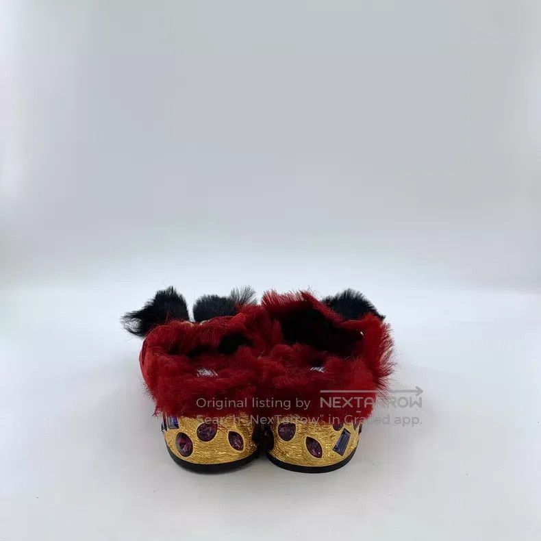 Prada Prada Red diamond-encrusted thick-heeled plush mule wrap h Size US 4.5 / IT 34.5 - 4 Thumbnail
