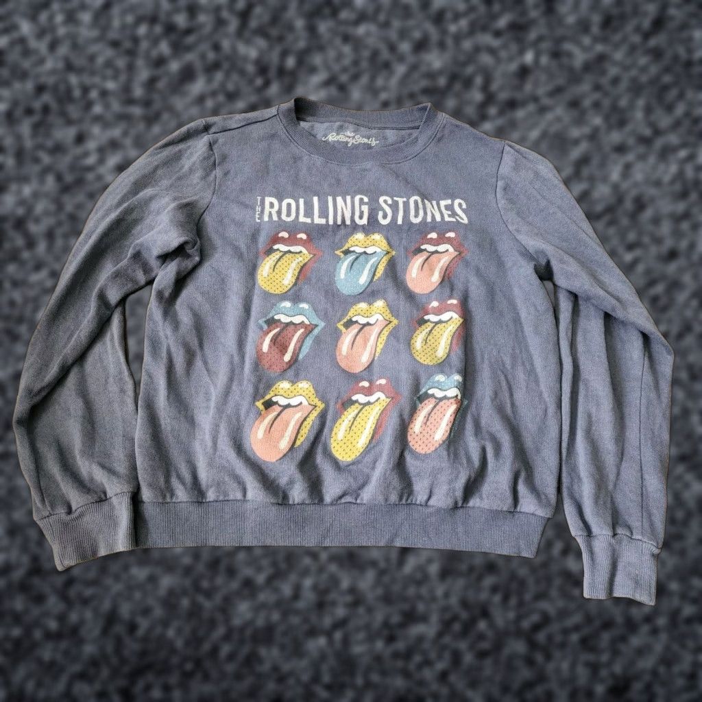 Vintage Womens The Rolling Stones Sweater Shirt Blue Crewneck Long Sleeve S Pullover Distressed Vintage No Size S / US 4 / IT 40 - 1 Thumbnail