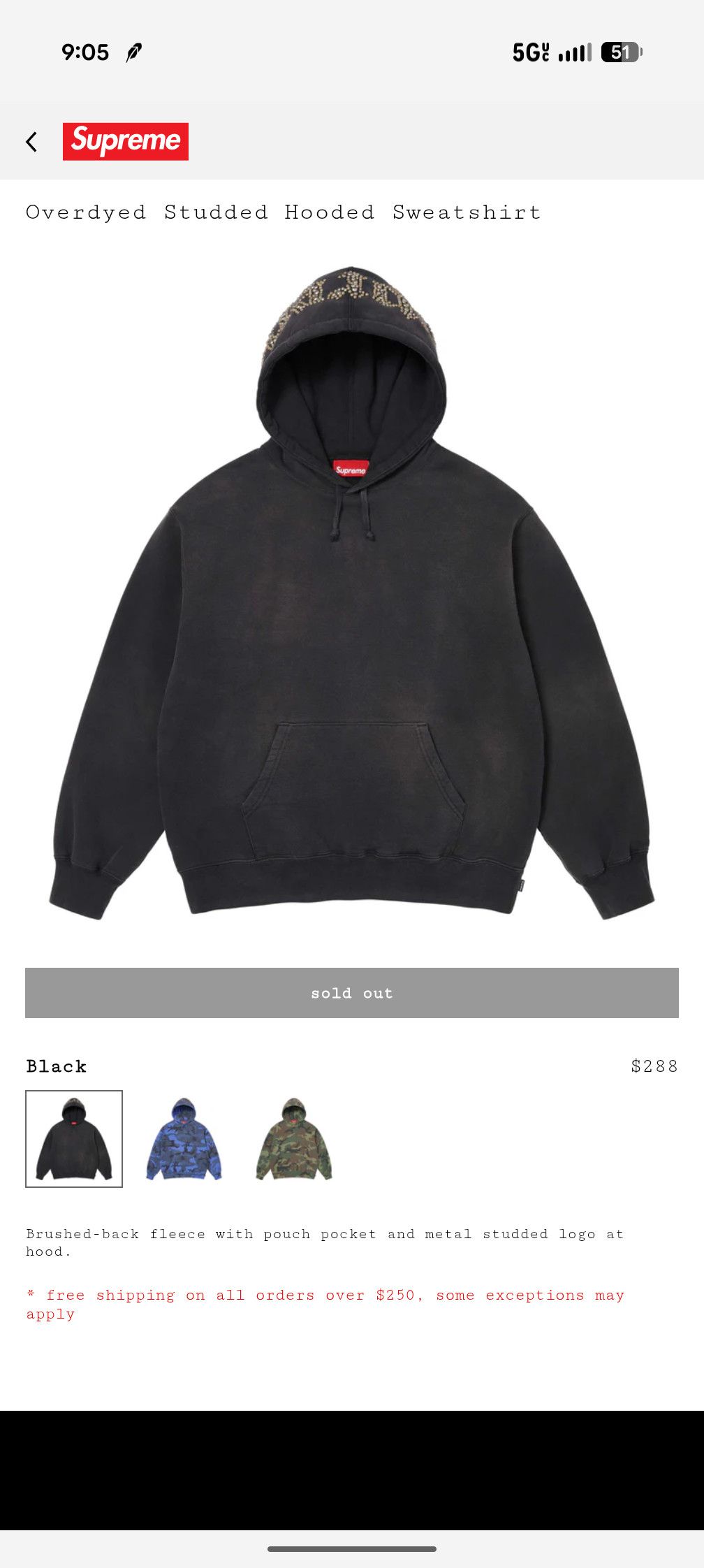 Supreme CONFIRMED Supreme Overdyed Studded Hooded Sweatshirt Size US M / EU 48-50 / 2 - 3 Thumbnail