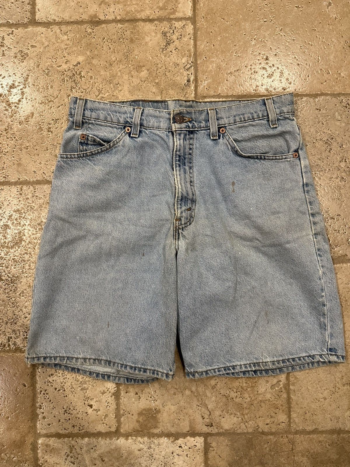 Levi's Levi’s Vintage 550 Denim Light Wash Paint Shorts Orange Tab Size US 32 / EU 48 - 1 Thumbnail