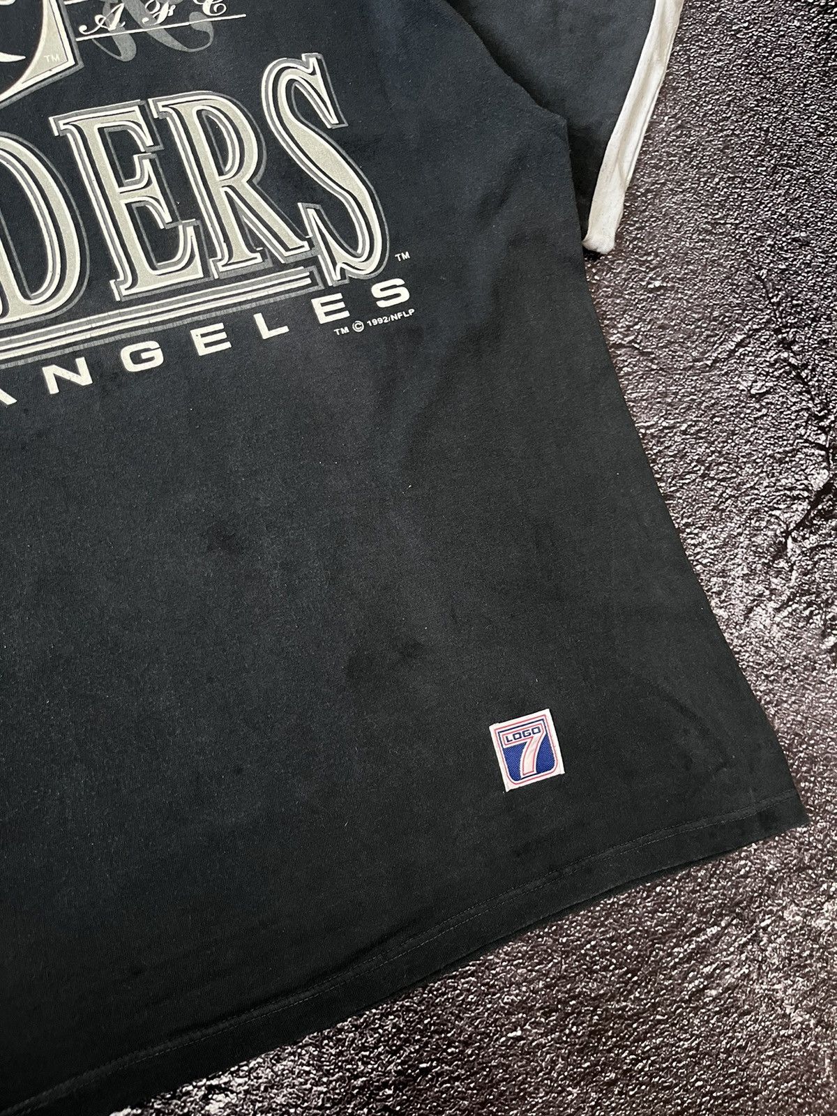 NFL Vintage 1992s NFL Los Angeles Raiders Black Tees Size US XL / EU 56 / 4 - 5 Thumbnail
