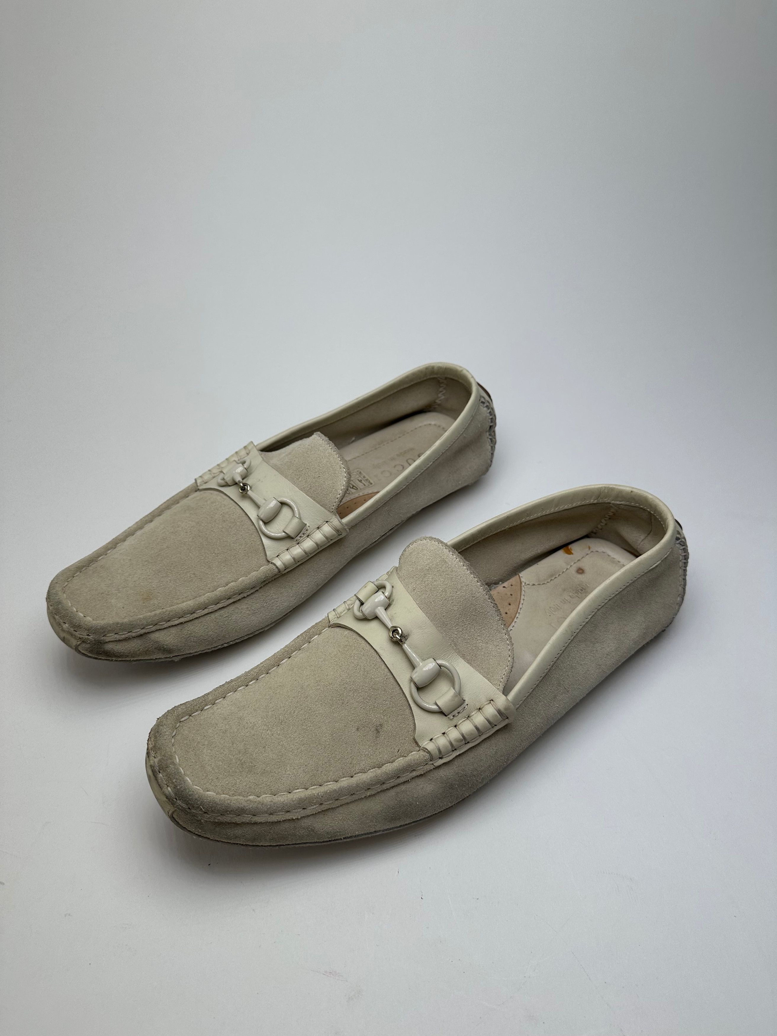 Gucci Vintage Horsebit Suede Driving Loafers Cream EU41,5 Size US 10.5 / IT 40.5 - 1 Thumbnail