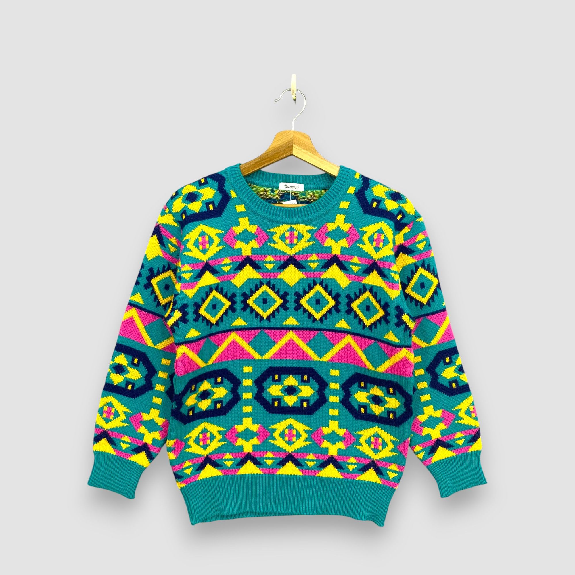 Japanese Brand Vintage Bill More Pullover Sweater Geometric Aztec Jumper Size US M / EU 48-50 / 2 - 1 Thumbnail
