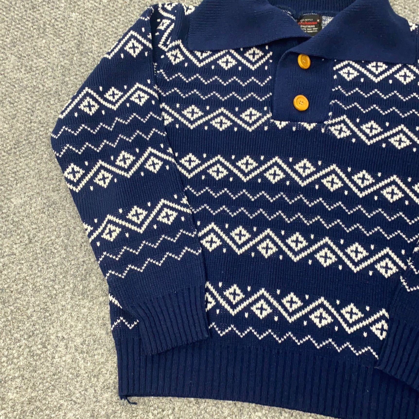Vintage VINTAGE Richman Brothers Sweater Mens Medium Blue Fair Isle Knit Pullover Winter Classic Retro Holiday Mens Size US M / EU 48-50 / 2 - 5 Thumbnail
