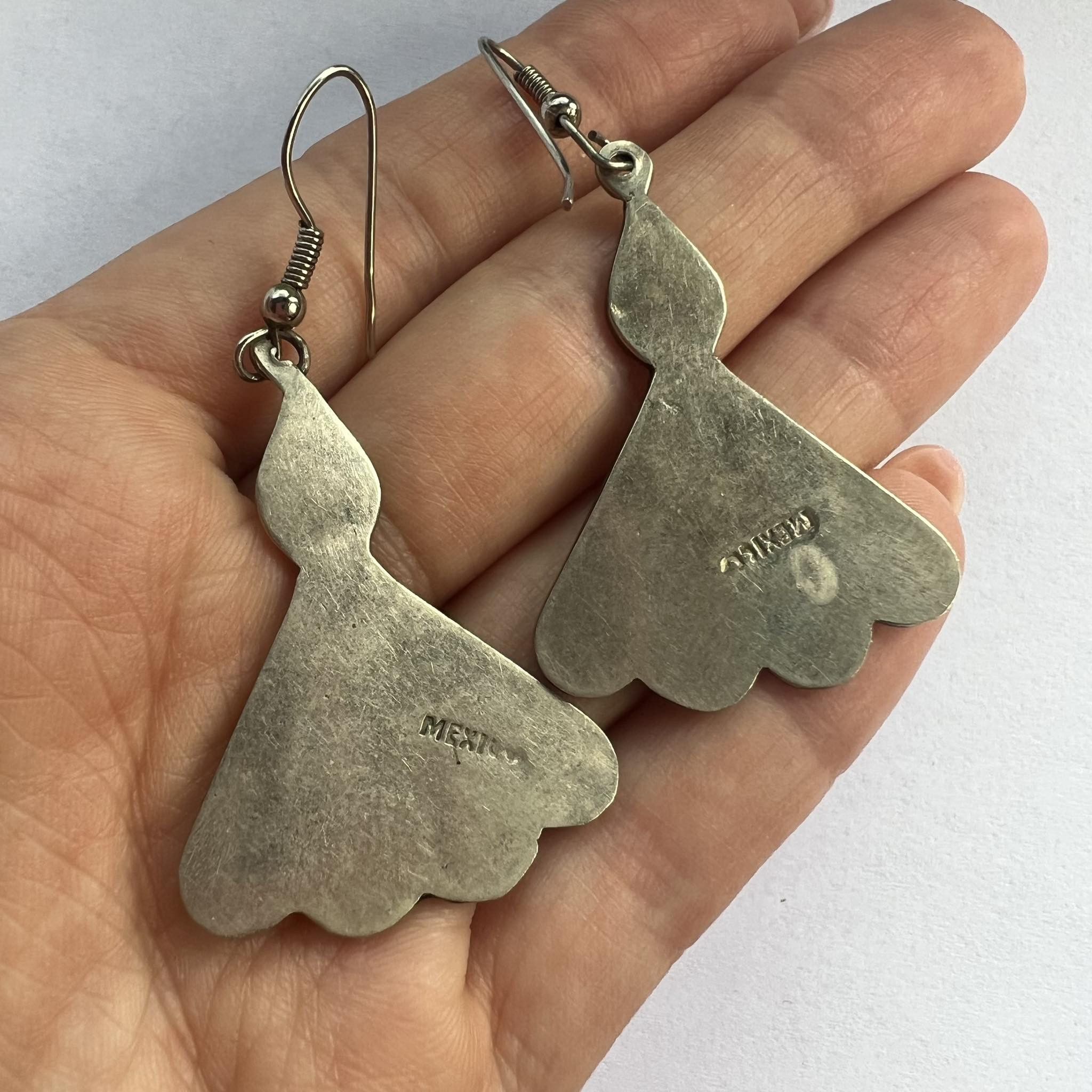 Sterling Silver Vintage Sterling Silver 925 Earrings Shell Nacre Mexico 7gr Size ONE SIZE - 3 Thumbnail