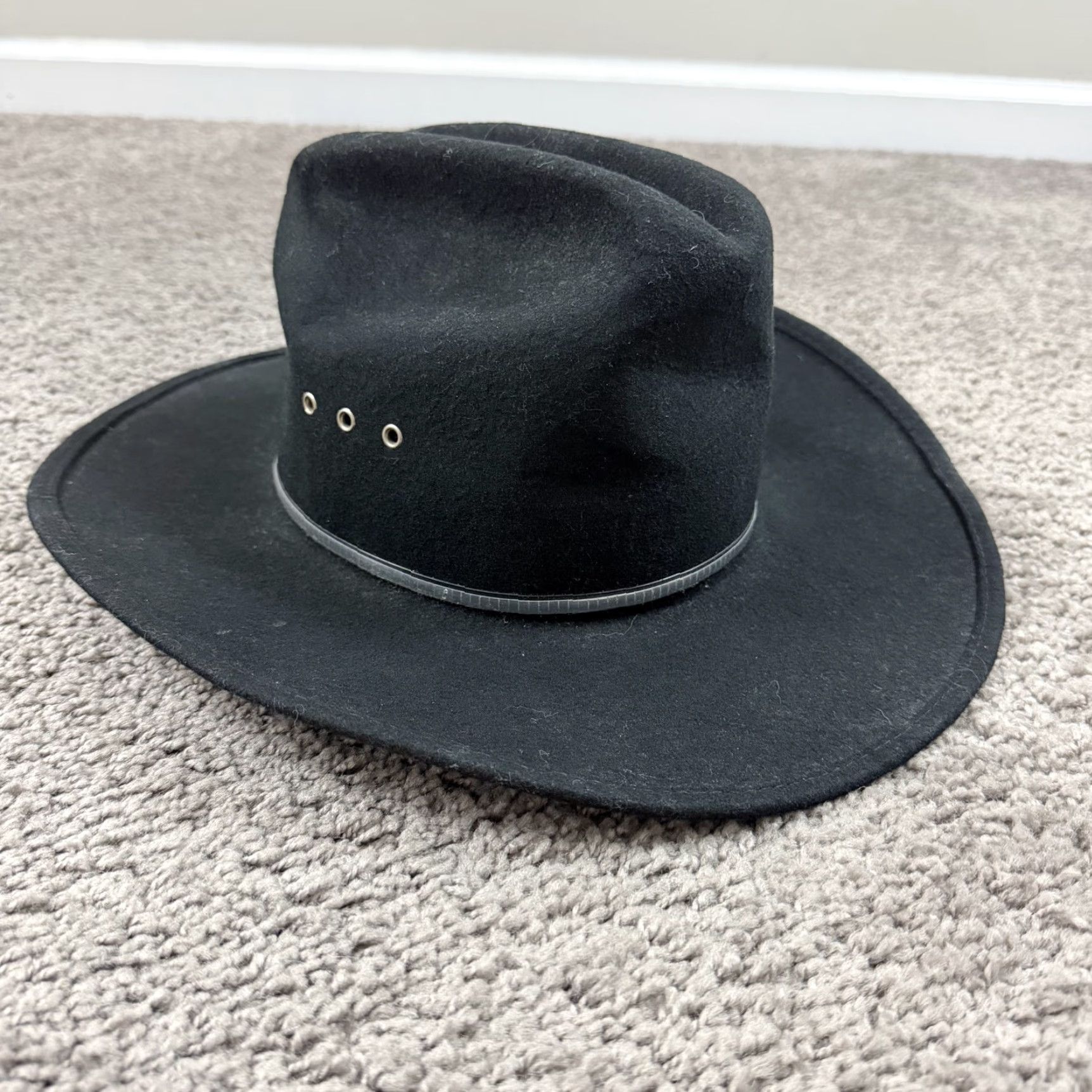 FELT VINTAGE Sheplers Cowboy Hat Mens Medium Black Wool Felt Western Made in USA Cowboy Hat Mens Medium Black Wool Felt Western USA Size ONE SIZE - 4 Thumbnail