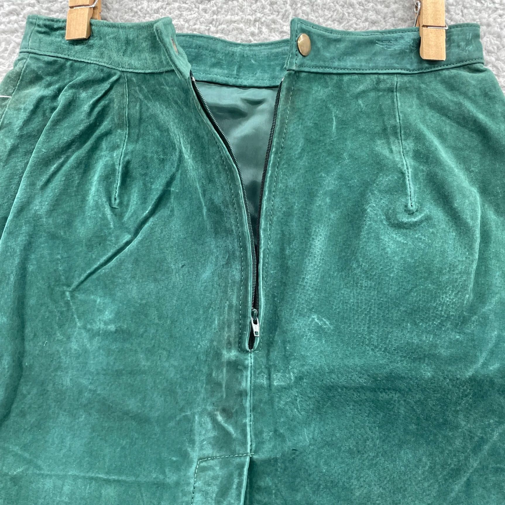 Etro Savannah Skirt Women 14 P Teal Leather Suede Straight Corpcore Boho Preppy Retro Vintage No Size 36" / US 14 / IT 50 - 6 Thumbnail