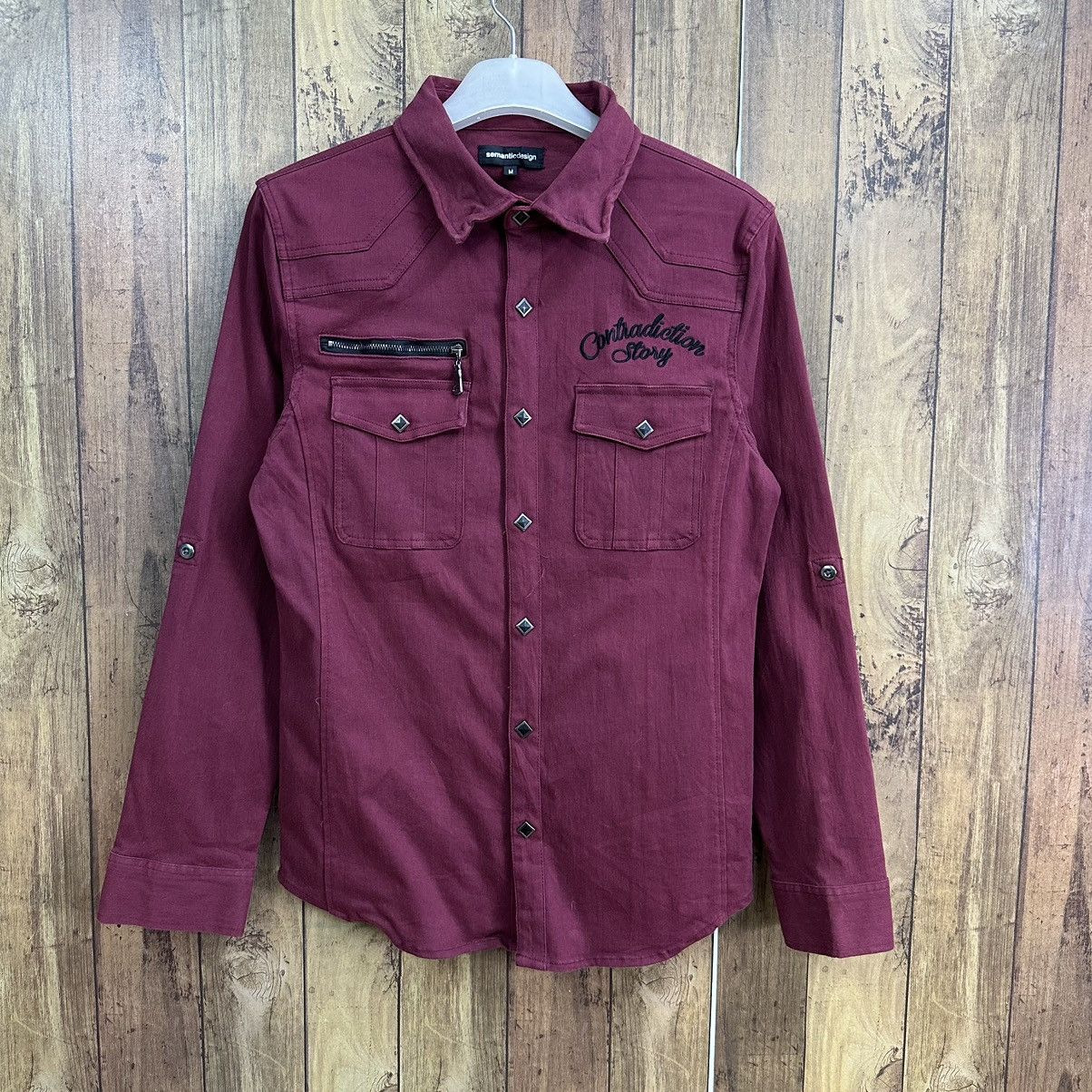 Semantic Design Punk Maroon Denim Shirt A800