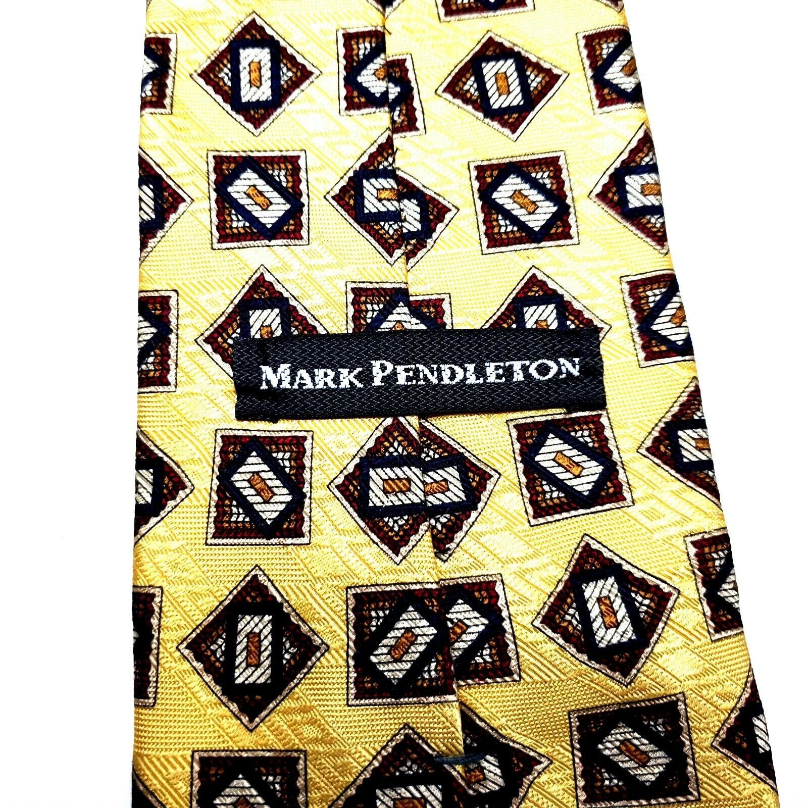Pendleton Mark Pendleton Silk Tie Yellow Print Geometric Classic Size ONE SIZE - 3 Thumbnail