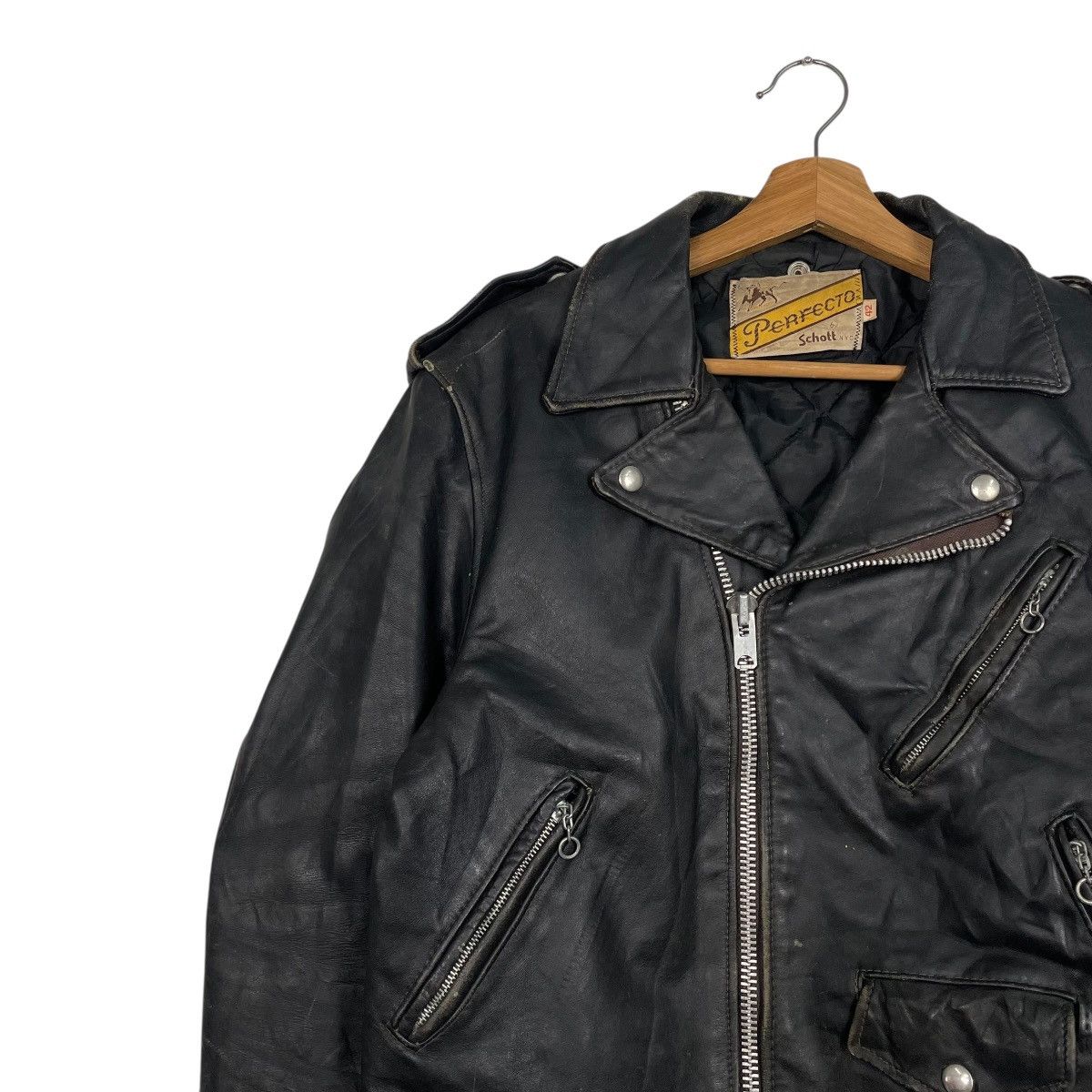 Schott Vtg 80s Schott Perfecto Double Colar Biker Leather Jacket Size US M / EU 48-50 / 2 - 6 Thumbnail