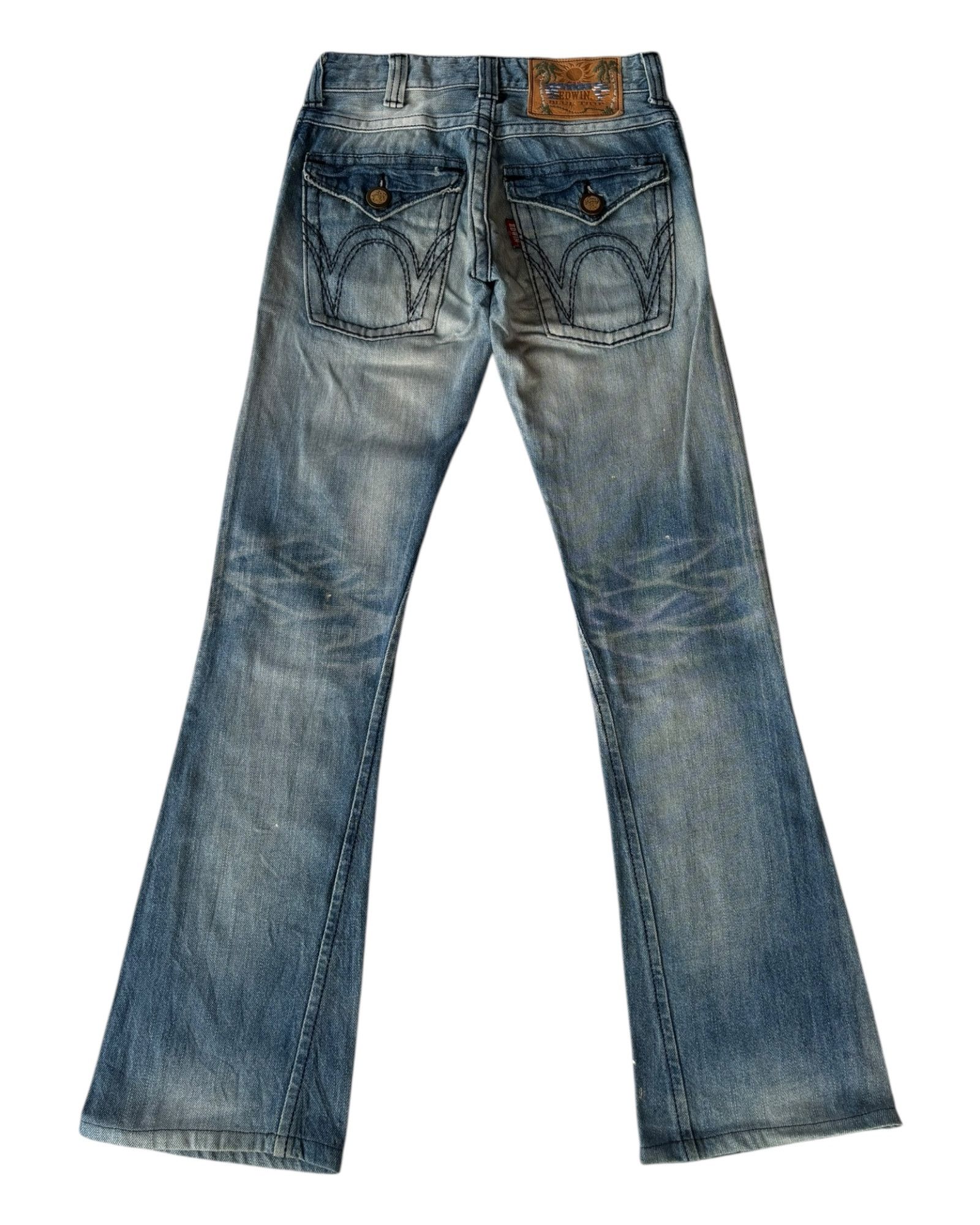 Edwin × Kapital Edwin Blue Trip Flared Bootcut Distressed Denim Jean Size 28" / US 6 / IT 42 - 8 Thumbnail