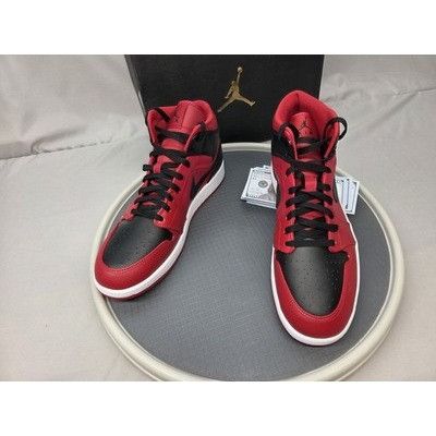 Jordan Brand Nike Air Jordan 1 Mid Reverse Bred 554724-660 Red Black Mens Size US 12 / EU 45 - 10 Thumbnail