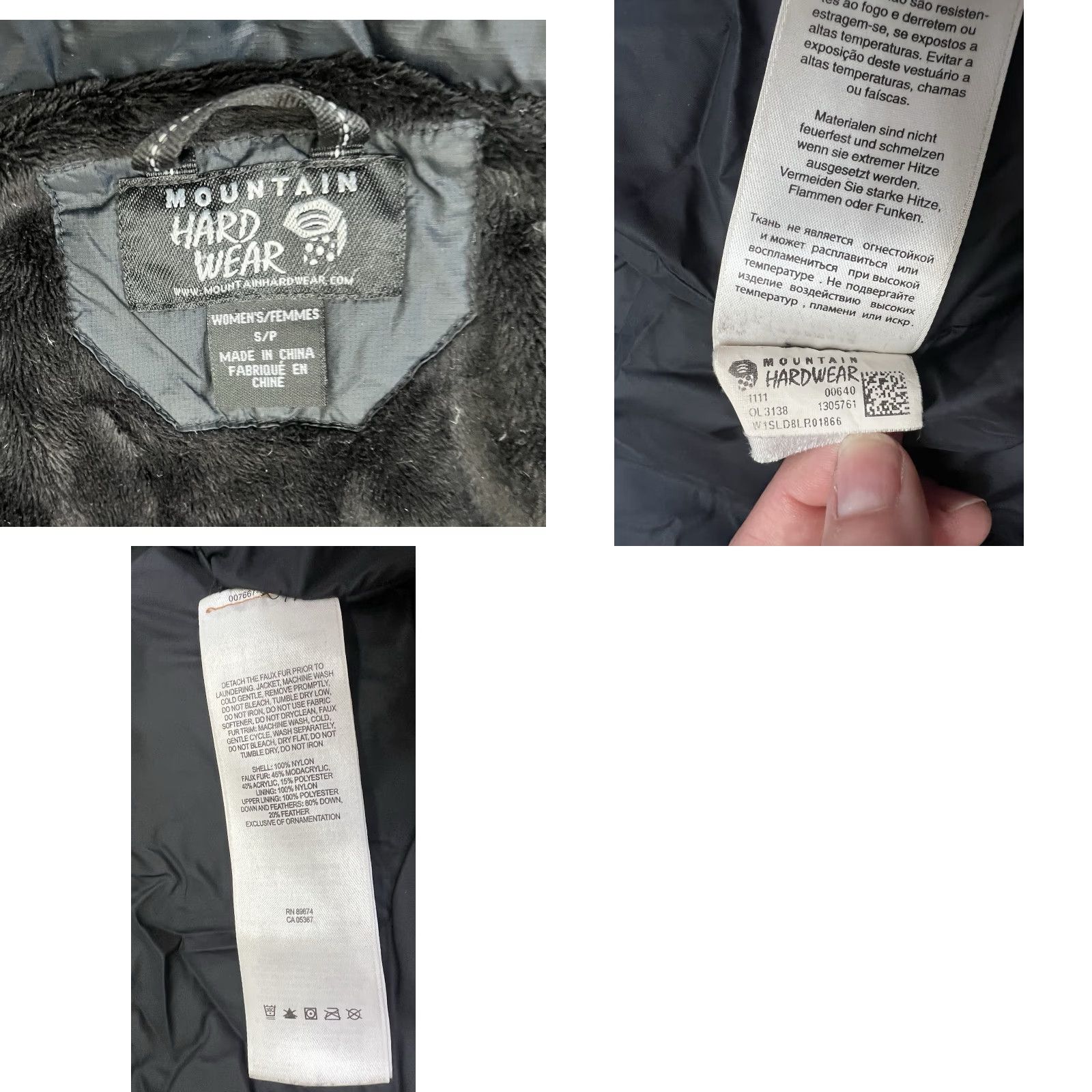 Mountain Hardwear VINTAGE Mountain Hardwear Women's Parka Jacket Hooded Down Puffer Coat Small - Black - Mid-Length - Zip - Nylon - Solid - Down - Regular - Women Size S / US 4 / IT 40 - 8 Thumbnail