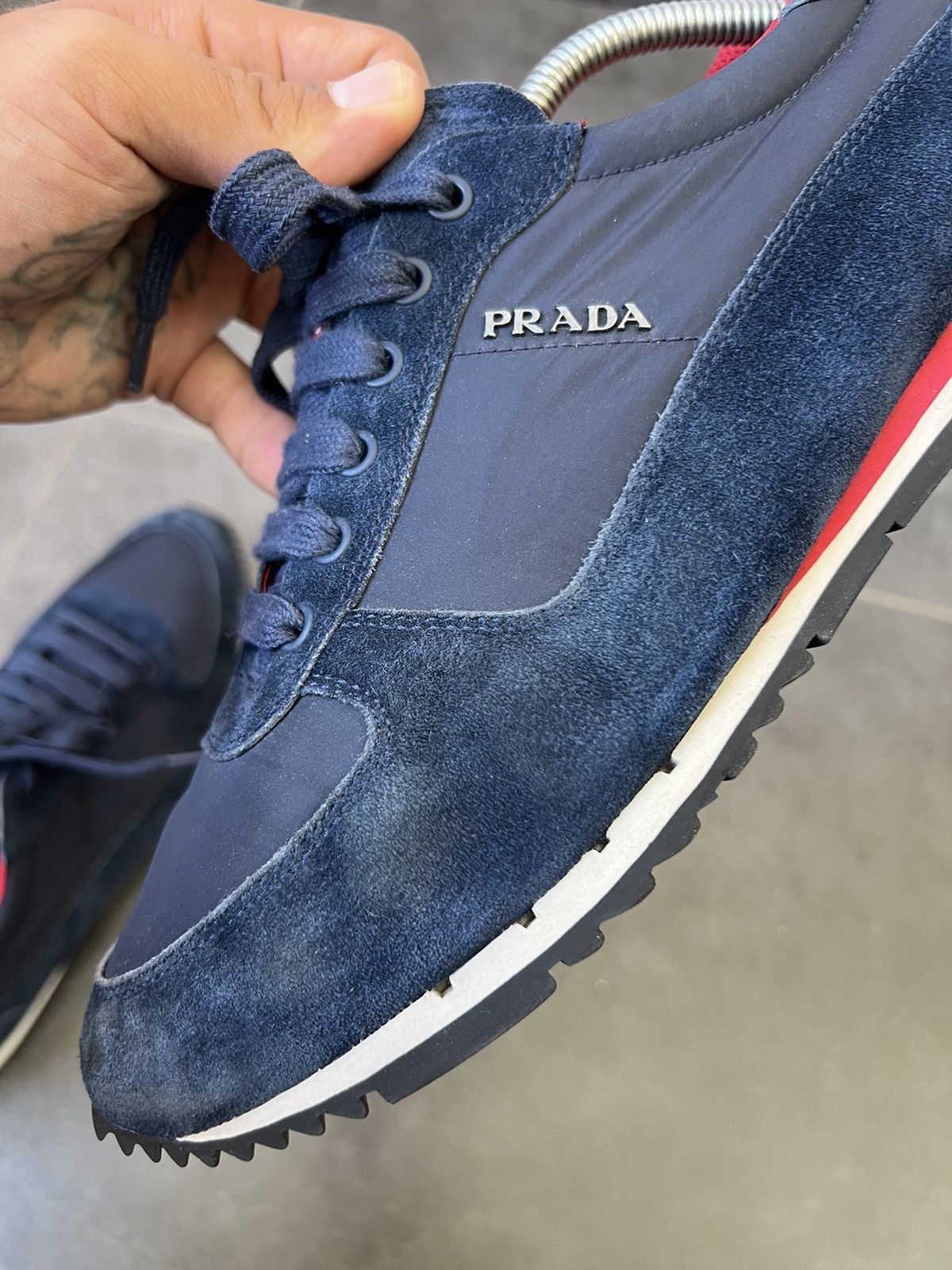 Prada Prada Men's Scamosciato Nylon suede Low-top Sneakers Size US 11 / EU 44 - 12 Thumbnail
