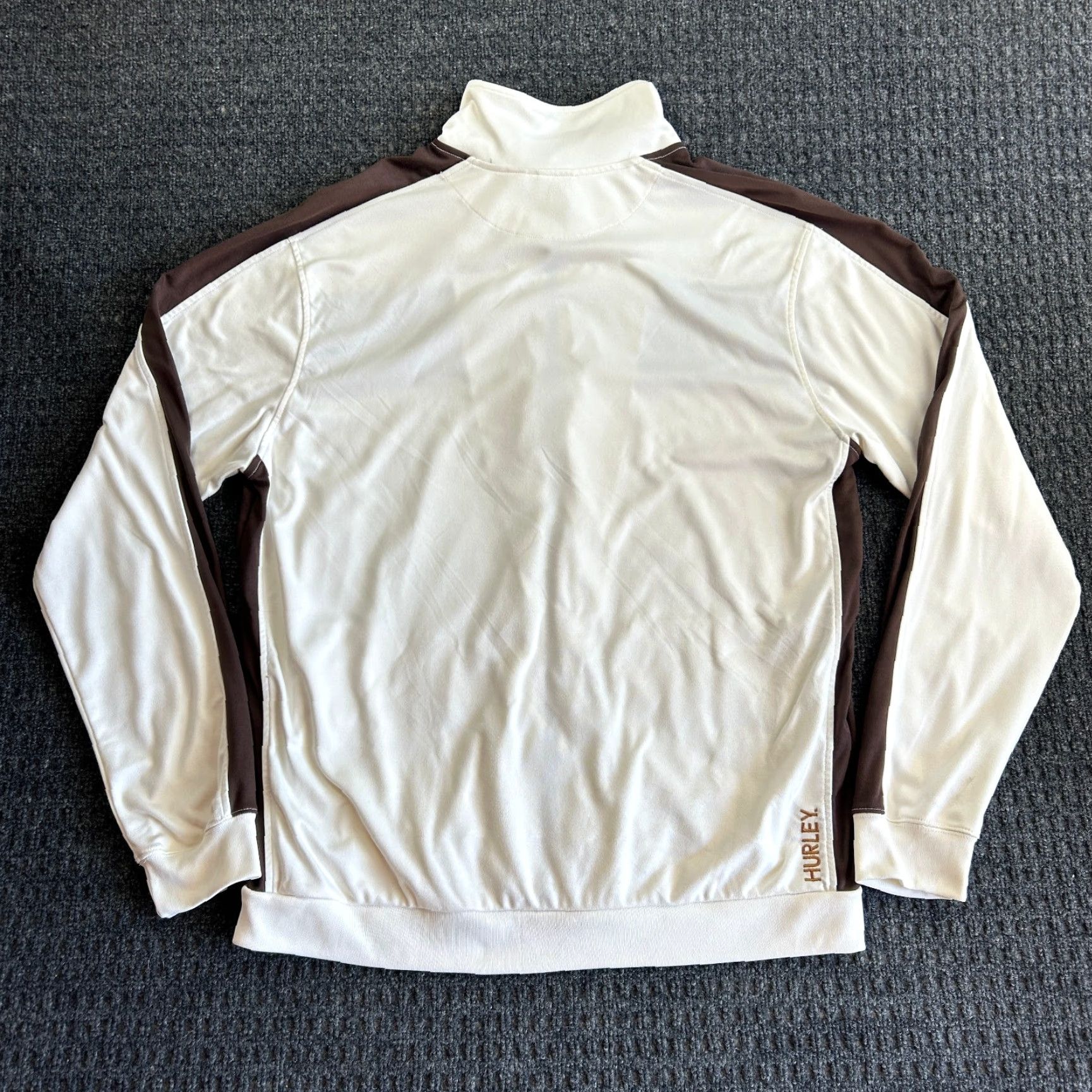 Hurley VINTAGE Hurley Track Jacket Full Zip White Brown Stripe XL Surf Skater Rave Men Size US XL / EU 56 / 4 - 3 Thumbnail