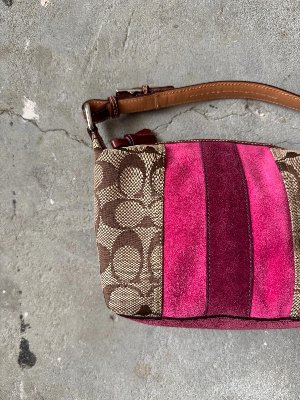 Coach Coach Signature Mini Hobo Striped Suede Shoulder Bag Size ONE SIZE - 2 Thumbnail