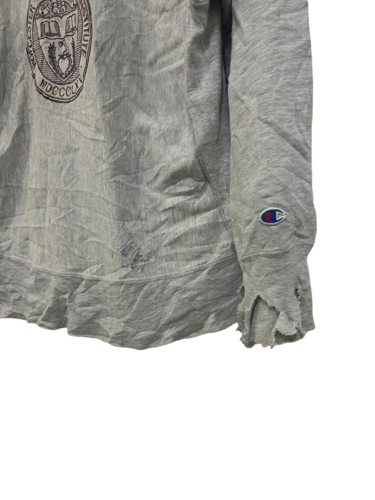 Champion 💥 VINTAGE 80s CHAMPION REVERSE WEAVE W.P.I THRASHED DAMAGE Size US XL / EU 56 / 4 - 4 Thumbnail