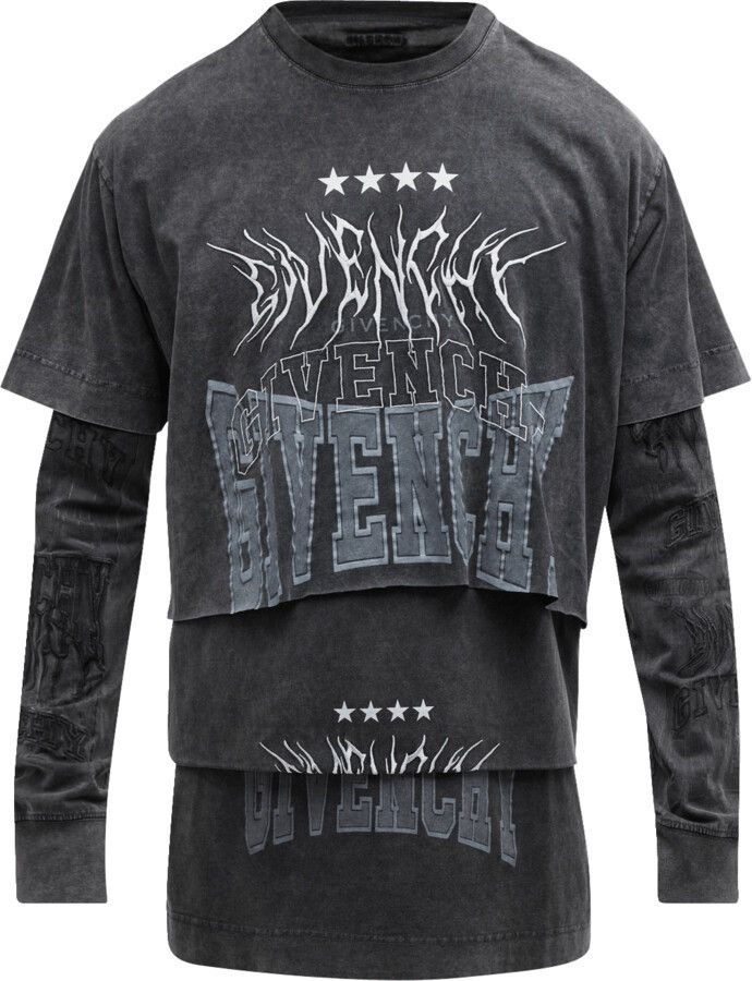 Givenchy Gothic Graphic Print Layered Longsleeve with hood Size US XL / EU 56 / 4 - 1 Thumbnail