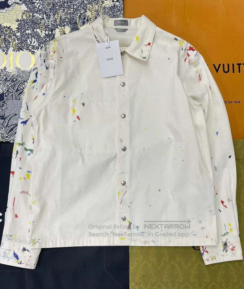 Dior Beige colour splash ink denim jacket