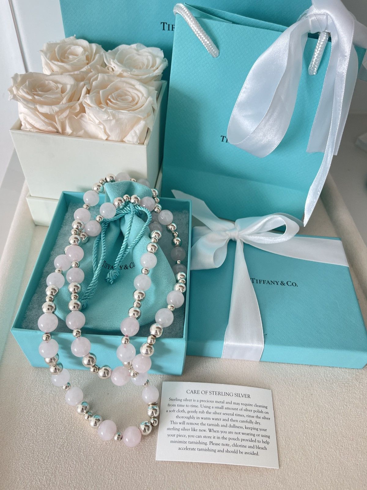 Tiffany & Co. Vintage Tiffany & Co. Pink Quartz Silver Beads Necklace 30” Size ONE SIZE - 1 Thumbnail