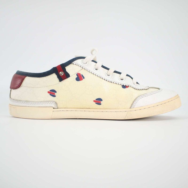 Gucci Gucci White Low Top Sneakers with Colorful Hearts Size US 6.5 / EU 39-40 - 1 Thumbnail