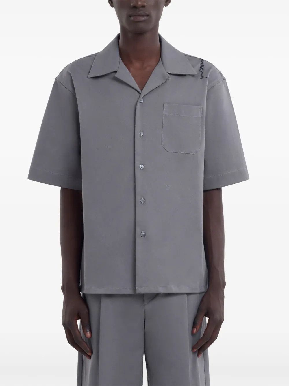 Marni o1w1db11125 Piqué-Weave Shirt in Grey Size US S / EU 44-46 / 1 - 2 Thumbnail