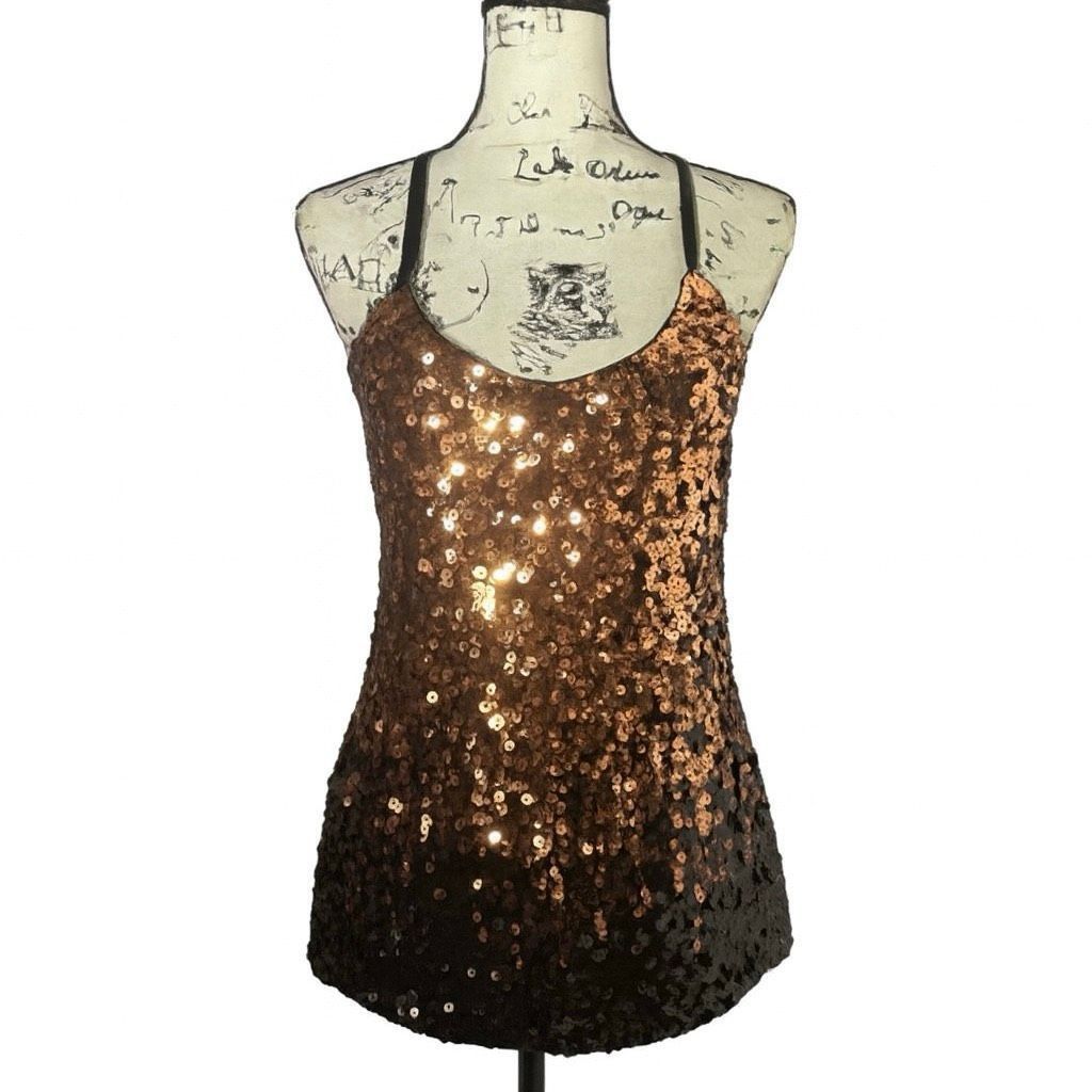 Other Maner Black & Gold Sequin Tank Top Sz S Adjustable Straps Size S / US 4 / IT 40 - 1 Thumbnail