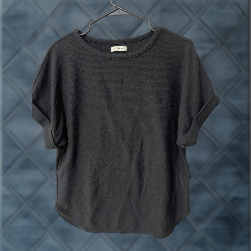 Vintage Max Studio Sweater Womens Medium Black Polyester Blend Short Sleeve Buttons Pullover Size M / US 6-8 / IT 42-44 - 1 Thumbnail