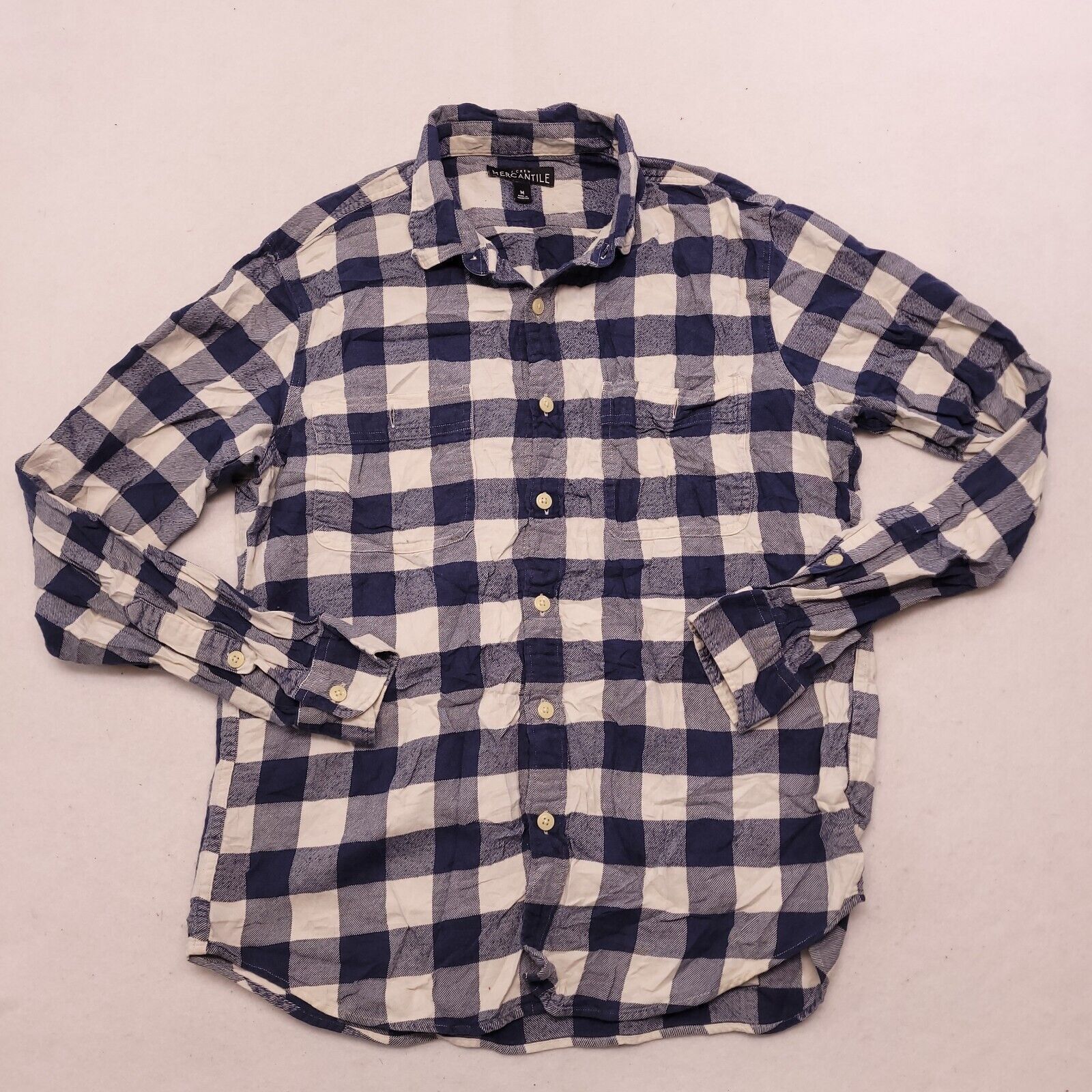 J.Crew JCrew Mercantile Gingham Flannel Shirt Mens Size M Blue Size US M / EU 48-50 / 2 - 2 Thumbnail