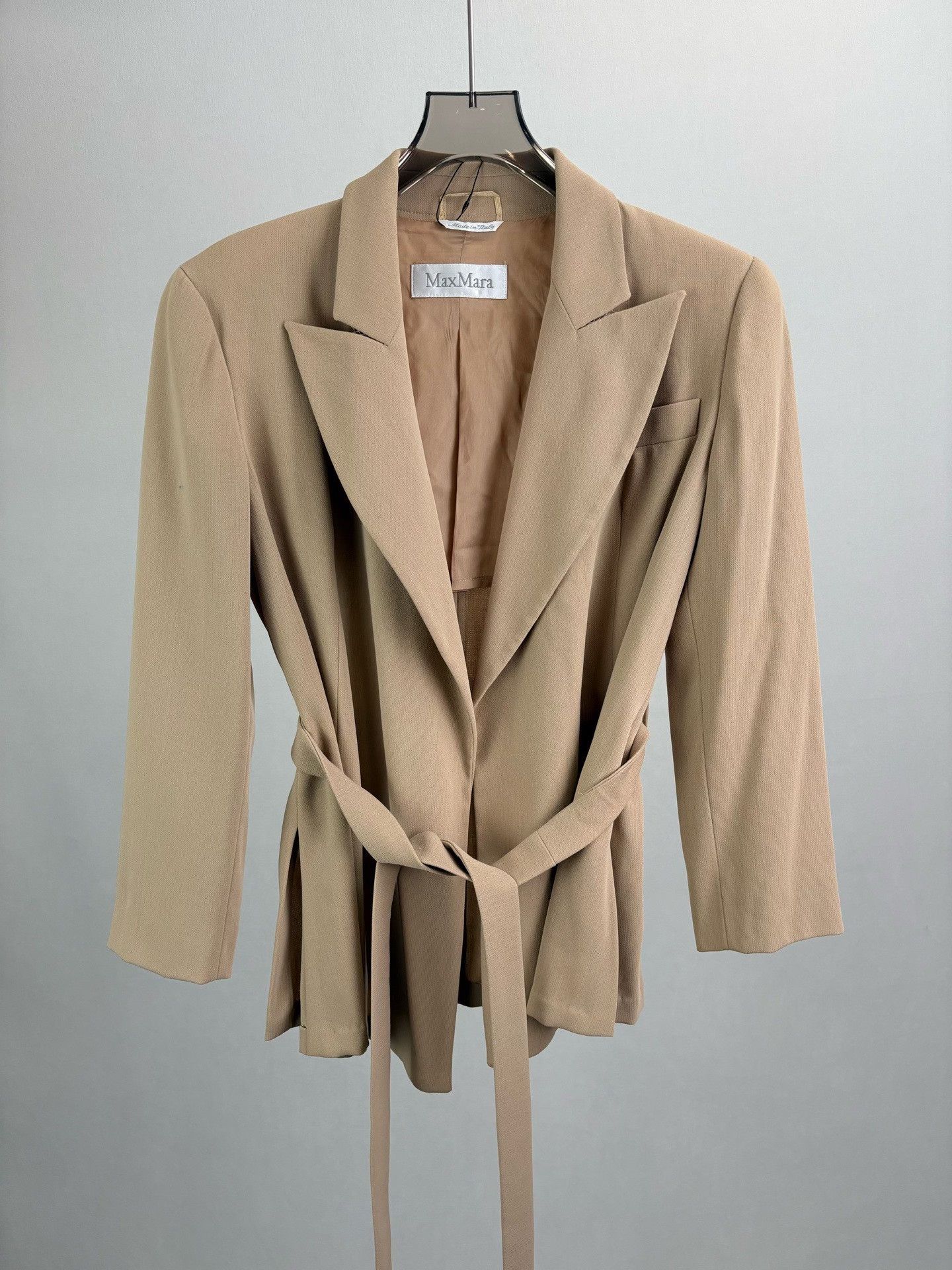 Max Mara MAXMARA Khaki Belted Wool Blazer Size S / US 4 / IT 40 - 1 Thumbnail