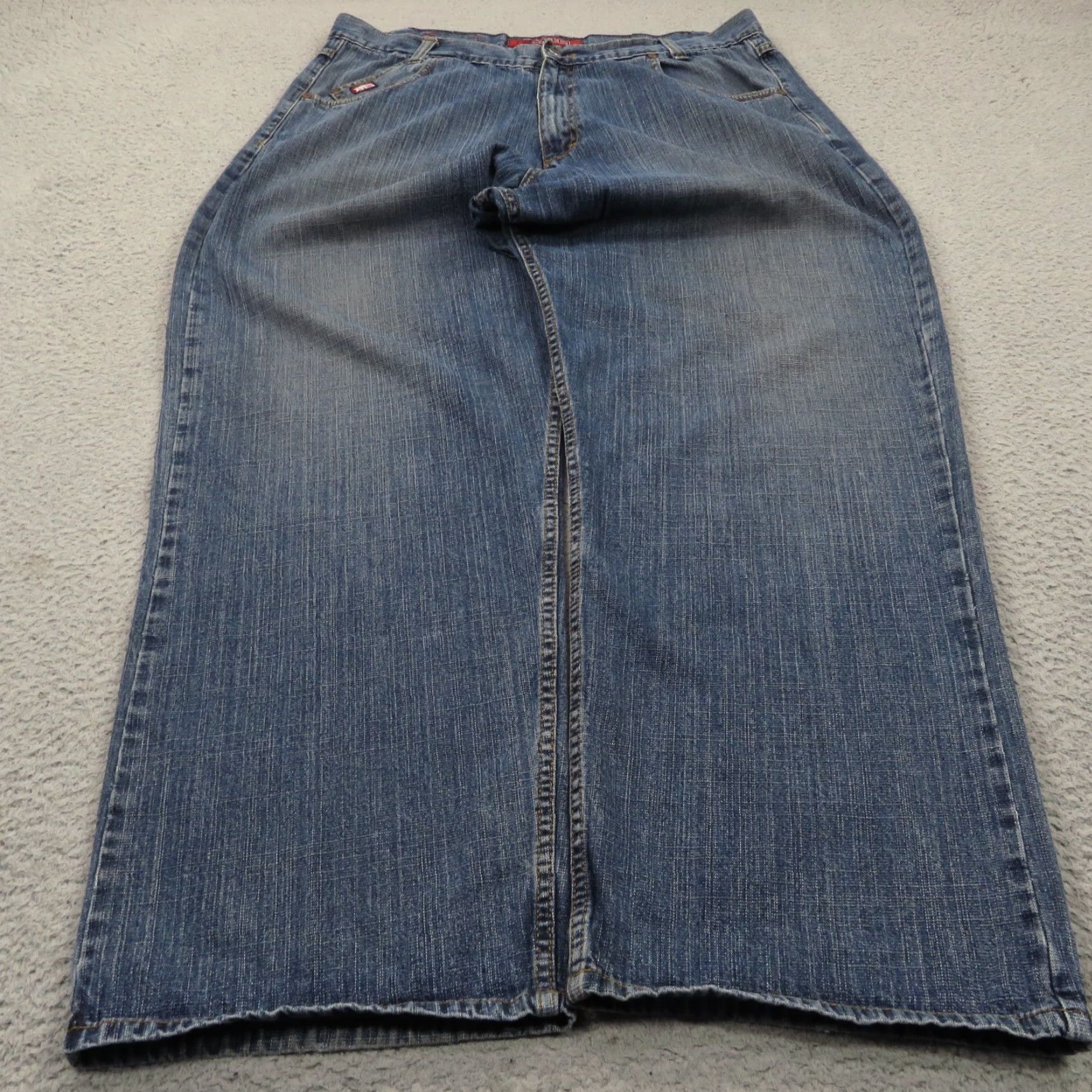 Vintage Mecca Baggy Jeans Men 40 Y2K Embroidered Skater Grunge Wide 10" Leg Opening VTG Denim Jeans 5-Pocket Mens Regular Blue Cotton High Rise Size US 40 / EU 56 - 2 Thumbnail