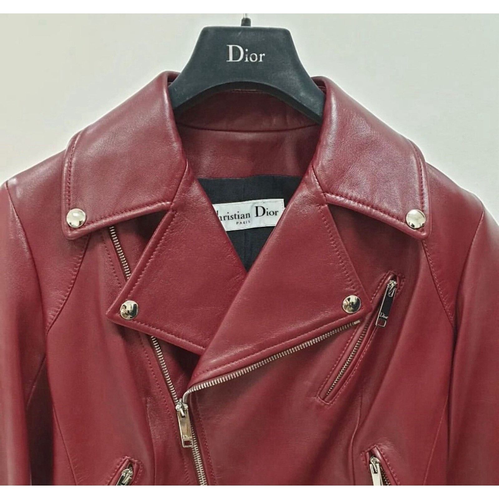 Dior Christian Dior Burgundy Leather Jacket Sz.38 Size S / US 4 / IT 40 - 3 Thumbnail