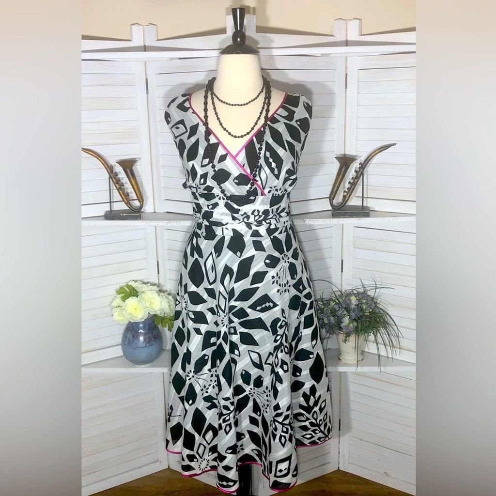 Vintage NWT Lane Bryant plus size Black White Floral Dress Sz 22 Size 3XL / US 20-22 - 1 Thumbnail